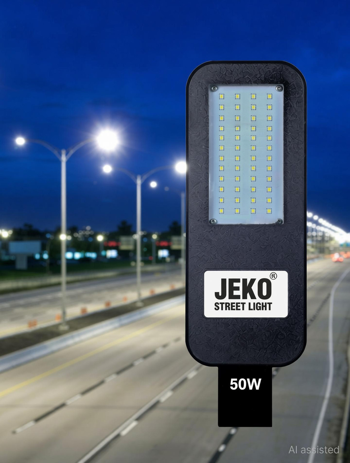 Image of Jeko 50W Waterproof Outdoor LED Street Light - BIS Approved Corded Electric Street Lamp for Reliable Illumination Street Light Outdoor Lamp
