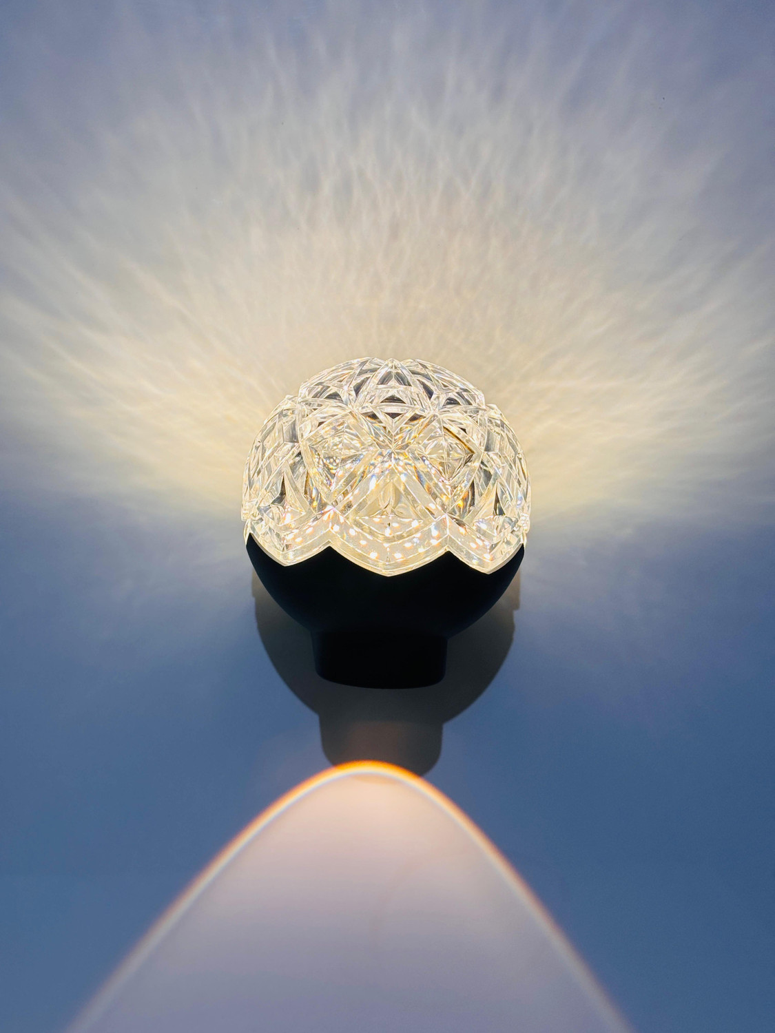Image of Volt Vision Crystal Ball Led Indoor & Outdoor Lamp Up /Down Elevation Light Rustproof & Waterproof PVC Body Black (Warm White) Post Light Outdoor Lamp