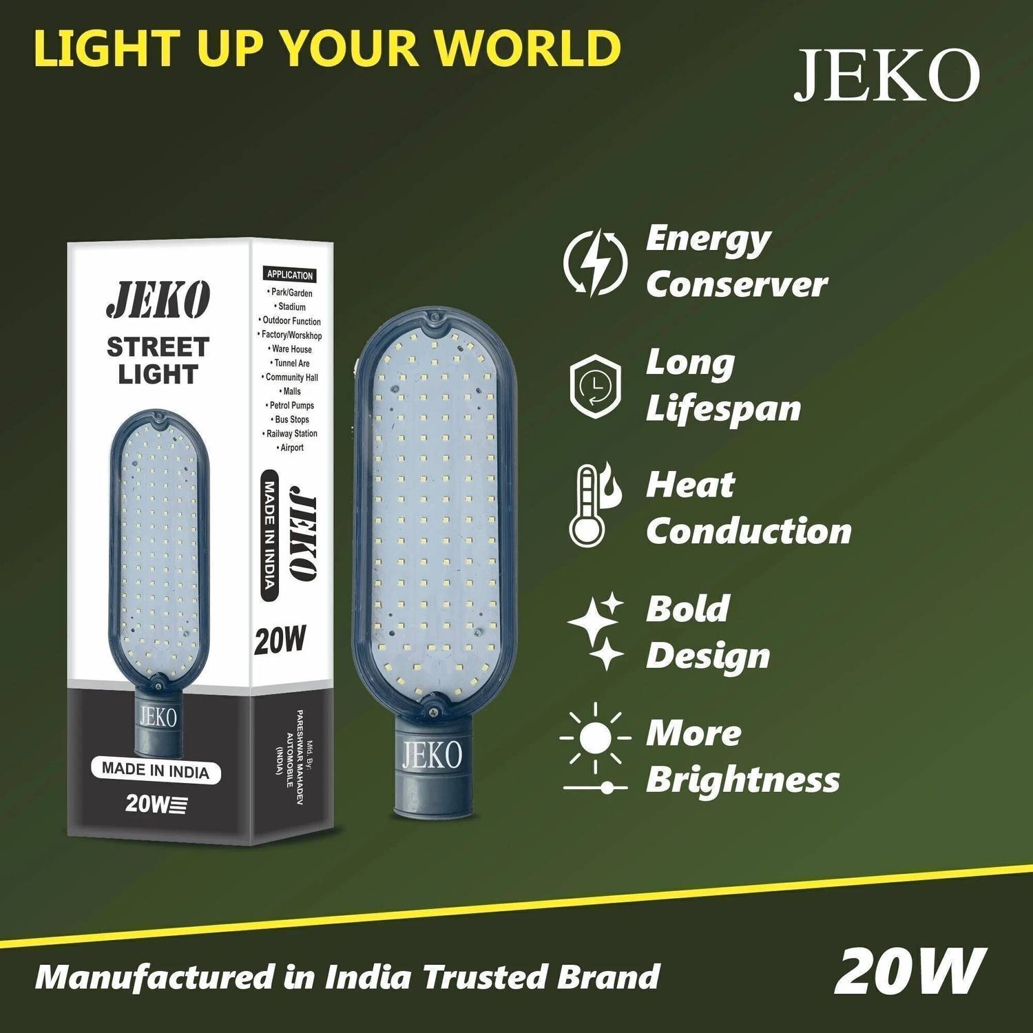 Jeko Led 20 Watt-Flood Light Waterproof- Gate Street Light Outdoo