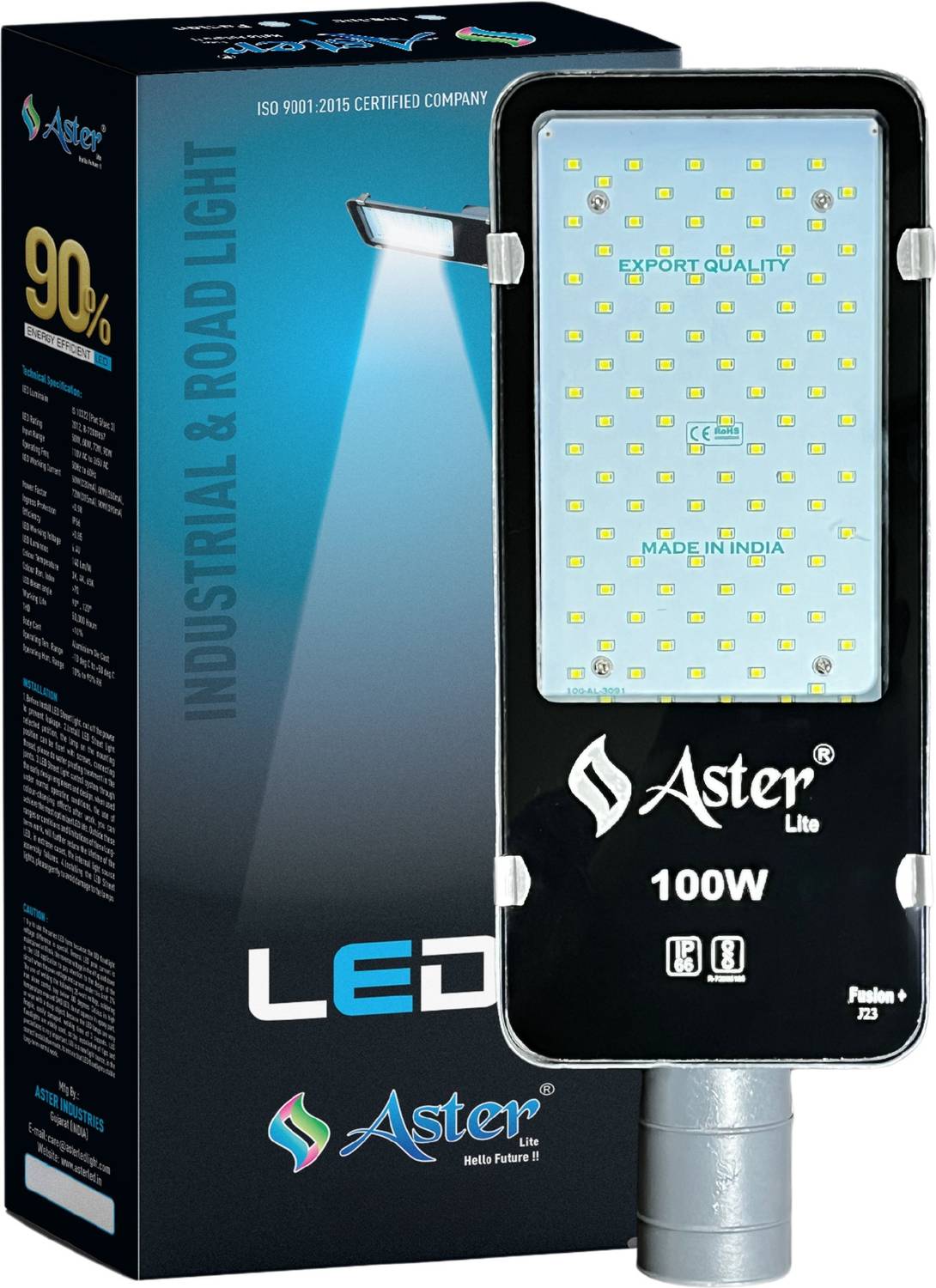 ASTER LITE Fusion+ 100W LED Street Light IP66 Waterproof (Pack of