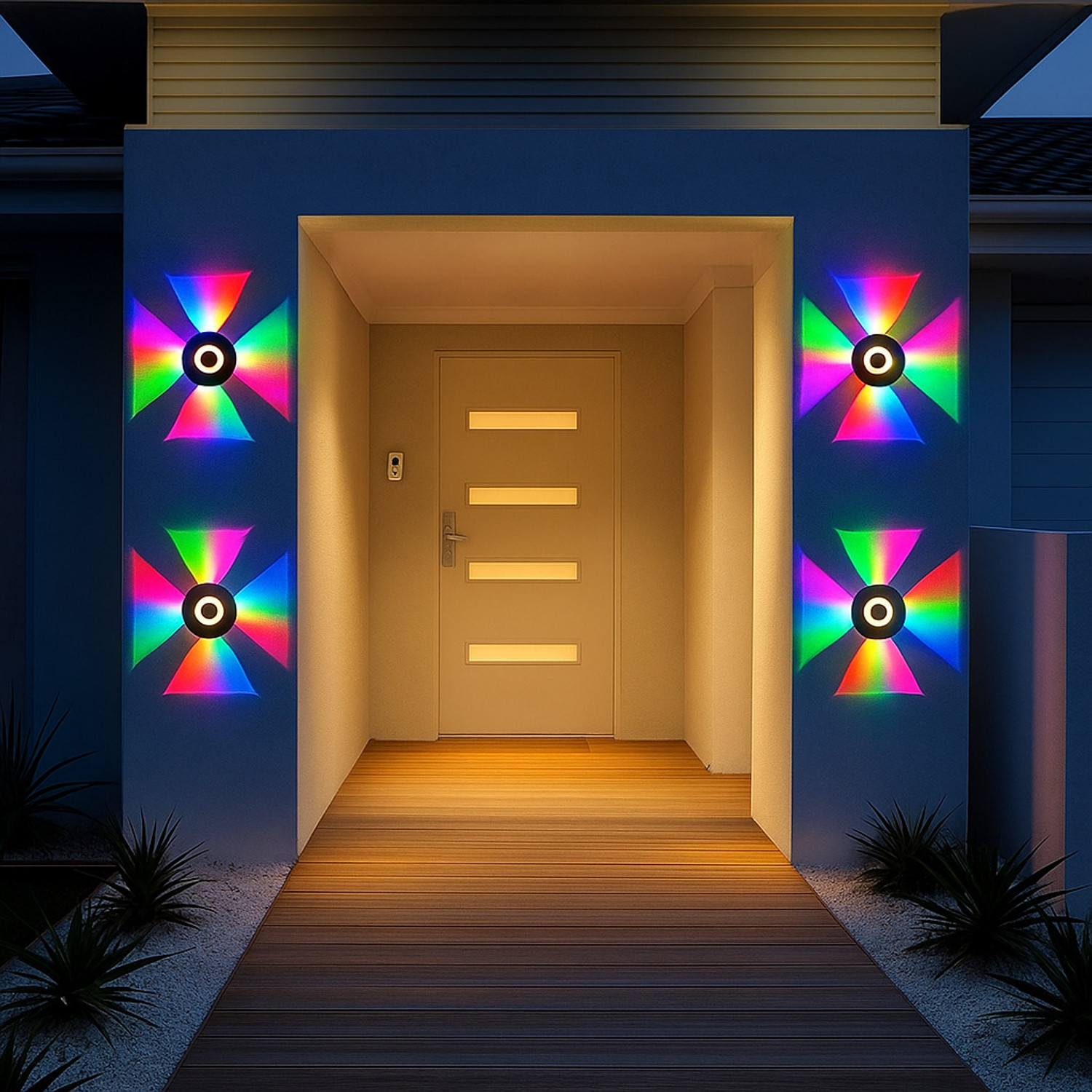 Image of Hybrix LED (4+1) Way Indoor /Outdoor Mini Wall Light, IP65 Waterproof (5 Watt) COB LED, Multicolor Light Color (SINGLE) Post Light Outdoor Lamp