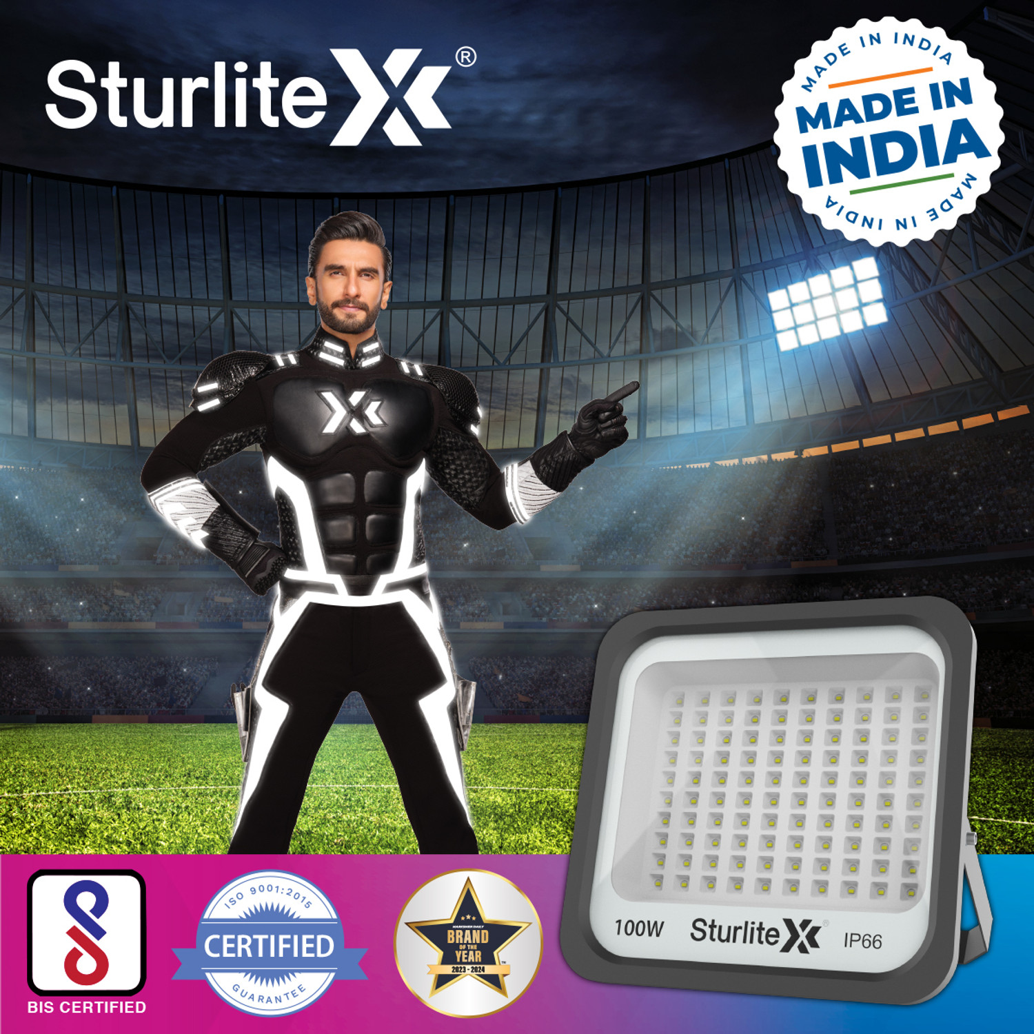Image of Sturlite Allumer 100 W LED Flood Light - (Pack of 1) (L-G-0180-100W) Flood Light Outdoor Lamp