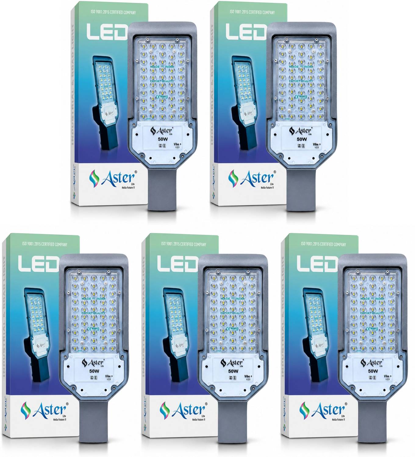 ASTER LITE Vibe+ 50W LED Street IP66 Waterproof (Pack of 5) Flood Light Outdoor Lamp