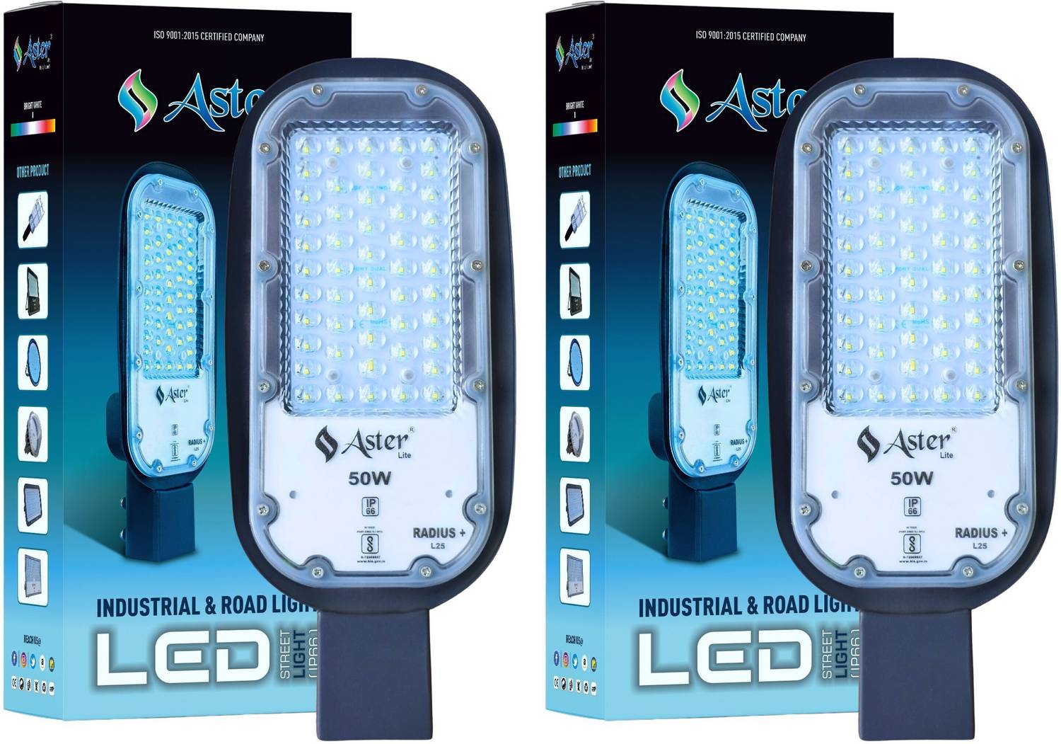 ASTER LITE Radius+ 50W LED Street Light IP66 Waterproof (Pack of 2) Street Light Outdoor Lamp
