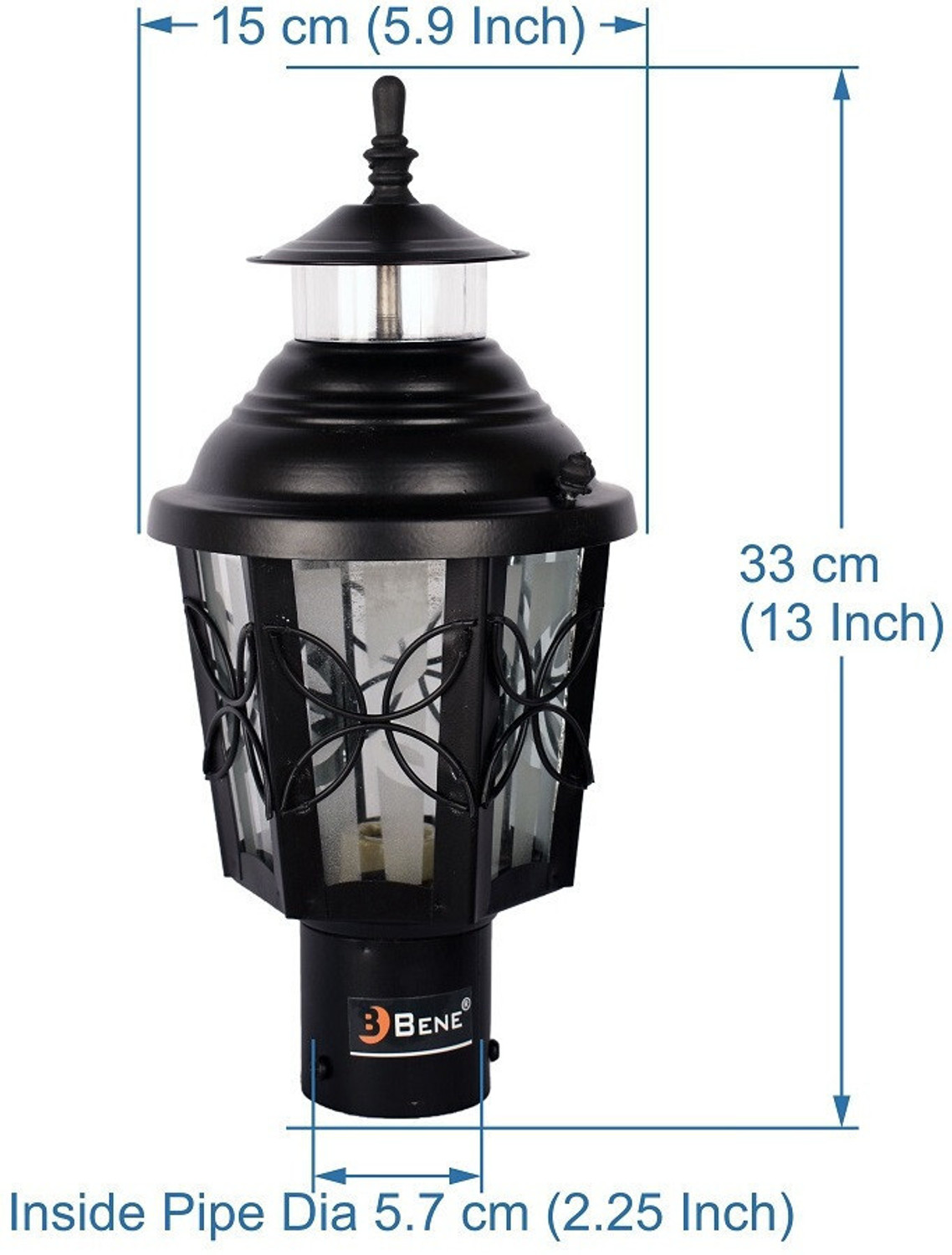 Image of BENE Garden Light Lily 15 cm (Black, Pack of 2 Pc) Gate Light Outdoor Lamp