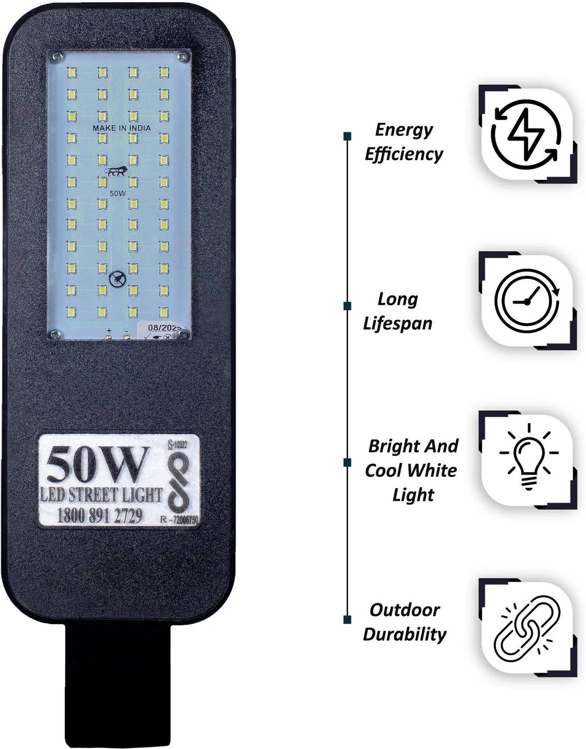 PE 50W LED SL1 Glass Street Light Outdoor Lamp - Image 1
