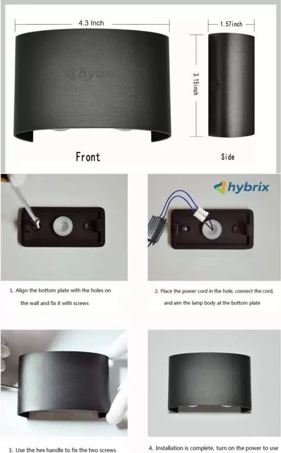 Image of Hybrix LED UP /Down 2+2 Dual Head Wall Light (4 Watt) Optical COB LED, Shock Proof Premium Look, Warm White Light, IP67 Waterproof for Indoor /Outdoor Use (PACK OF 1) Post Light Outdoor Lamp