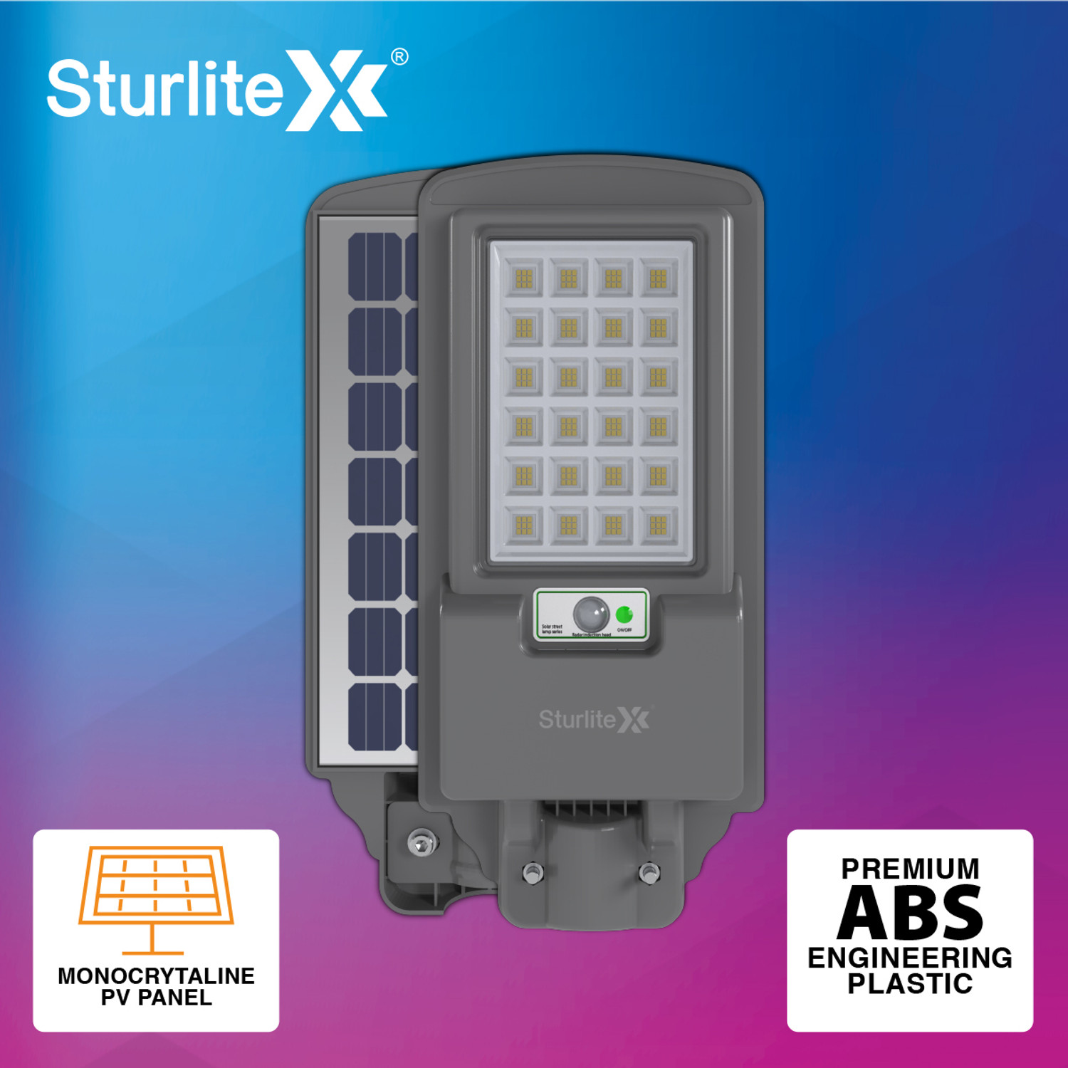 Image of Sturlite Tronix 300W LED Solar Street Light - (Pack of 1) (L-G-0219-18W) Flood Light Outdoor Lamp