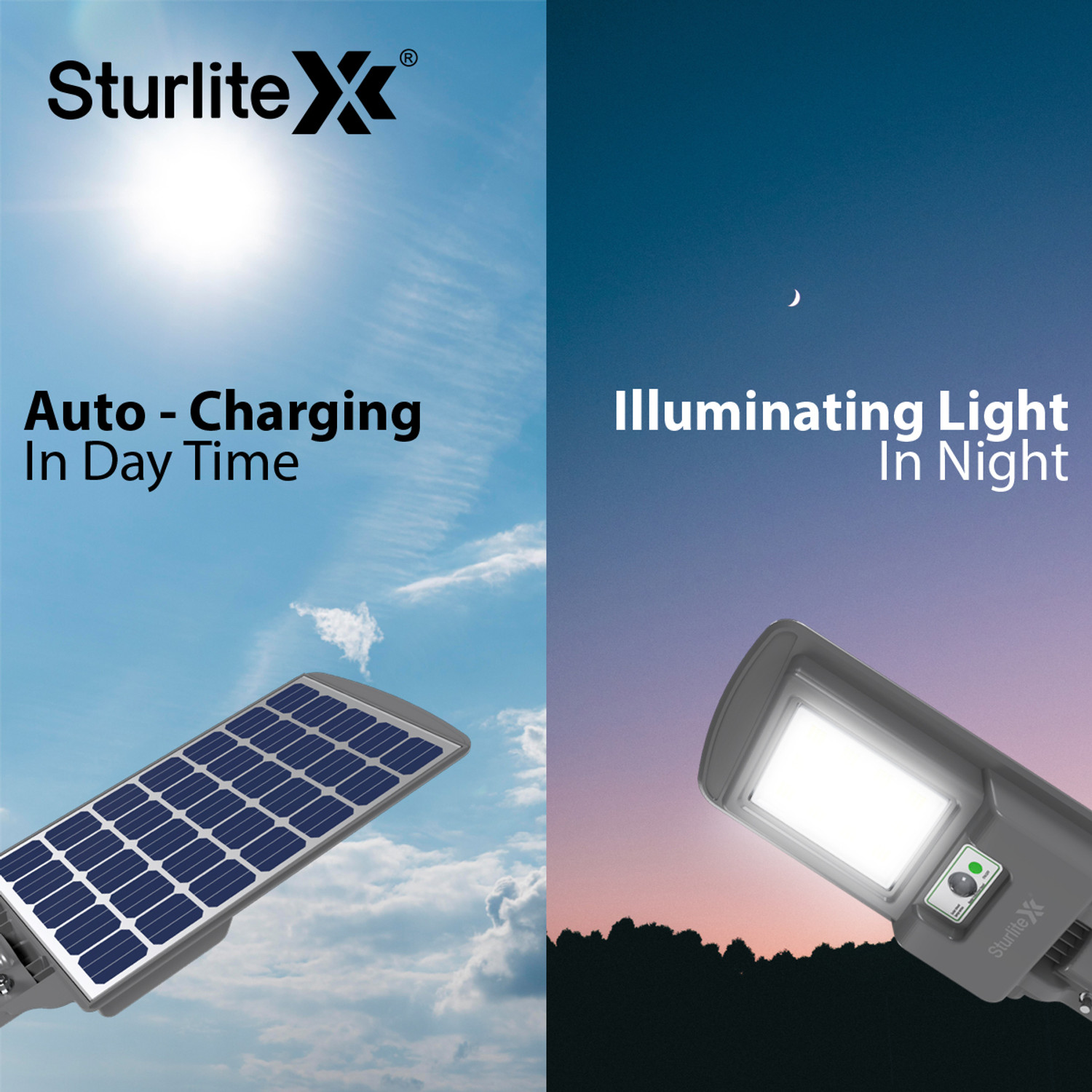 Image of Sturlite Tronix 300W LED Solar Street Light - (Pack of 1) (L-G-0219-18W) Flood Light Outdoor Lamp