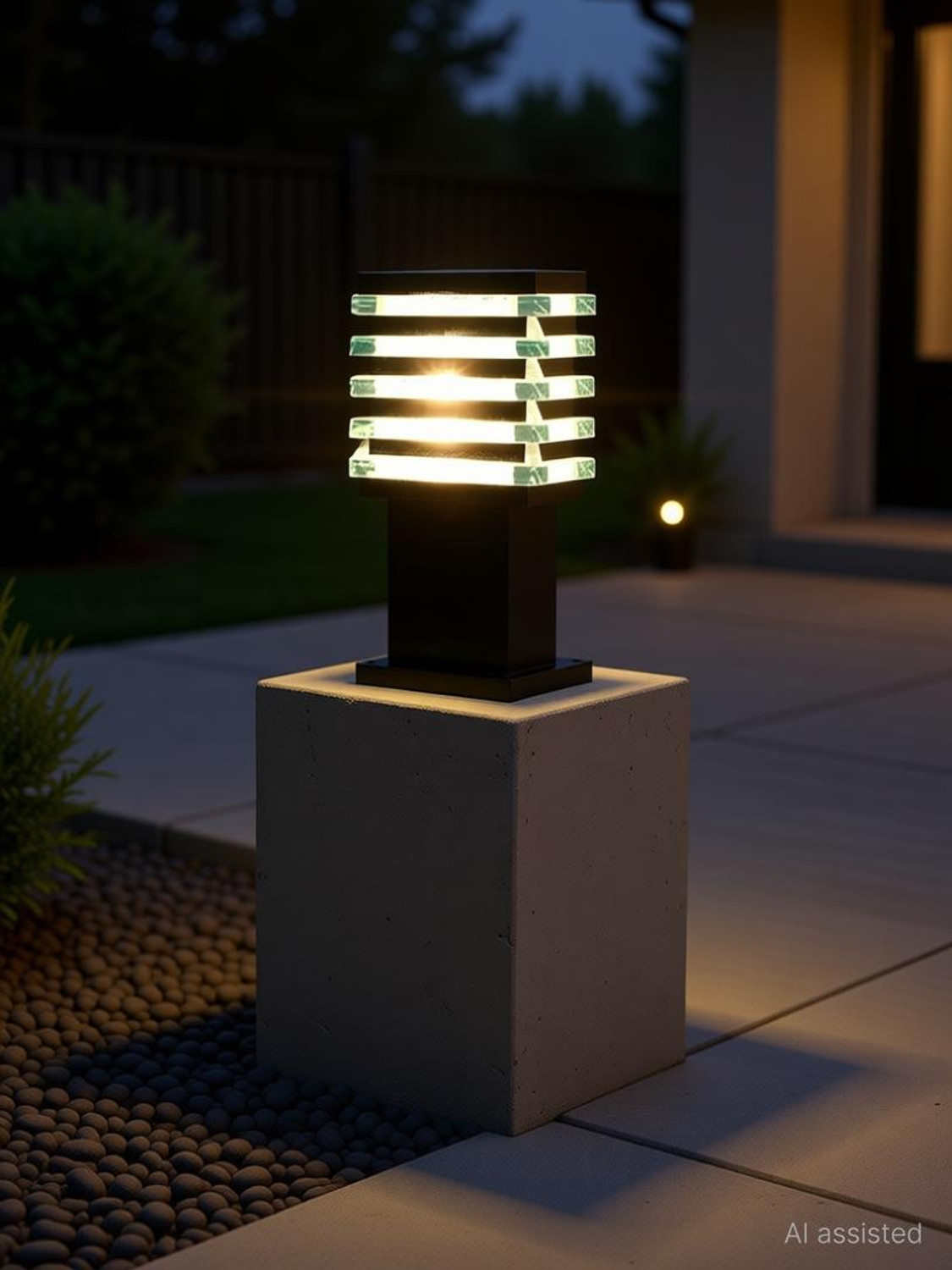 Image of Lighthouse Gate Light Outdoor Decor Home Ice Cube Gate Light Outdoor Lamp (Black)