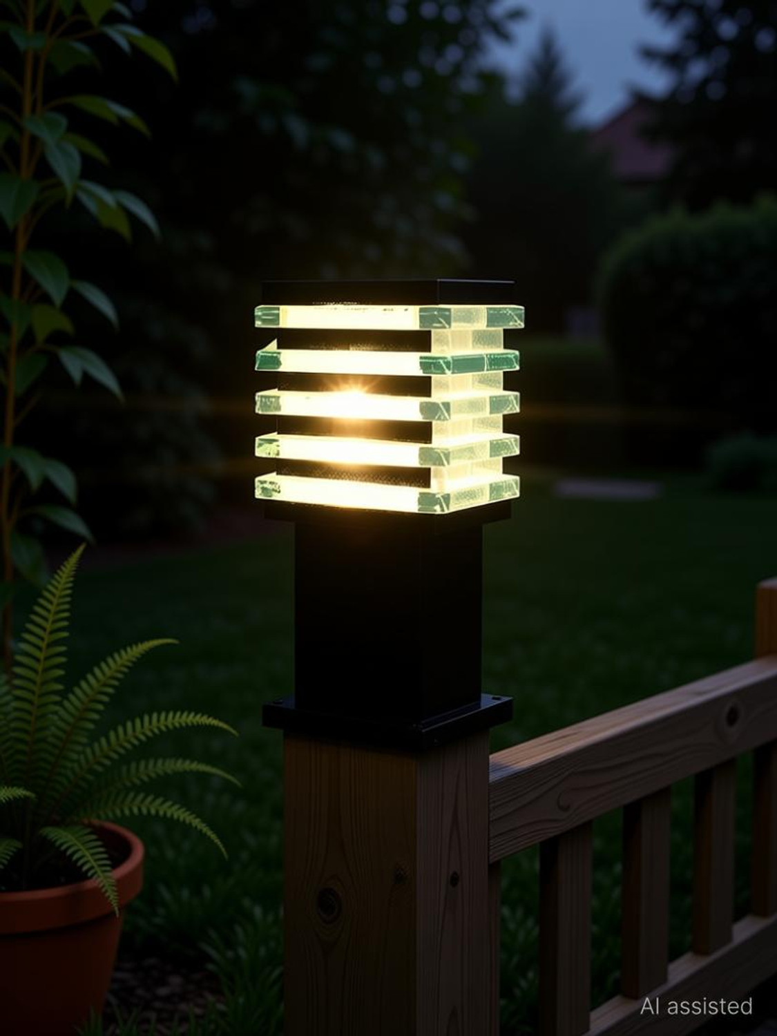 Image of Lighthouse Gate Light Outdoor Decor Home Ice Cube Gate Light Outdoor Lamp (Black)