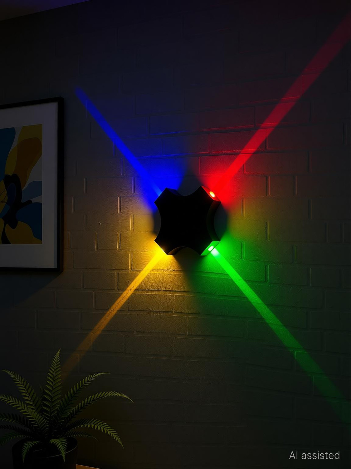 Image of Hybrix LED 4 Way Indoor /Outdoor Wall /Ceiling Laser light (8 Watt) Shockproof Elegant Water Proof Fiber Body, Multicolor Light Color (SINGLE) Post Light Outdoor Lamp
