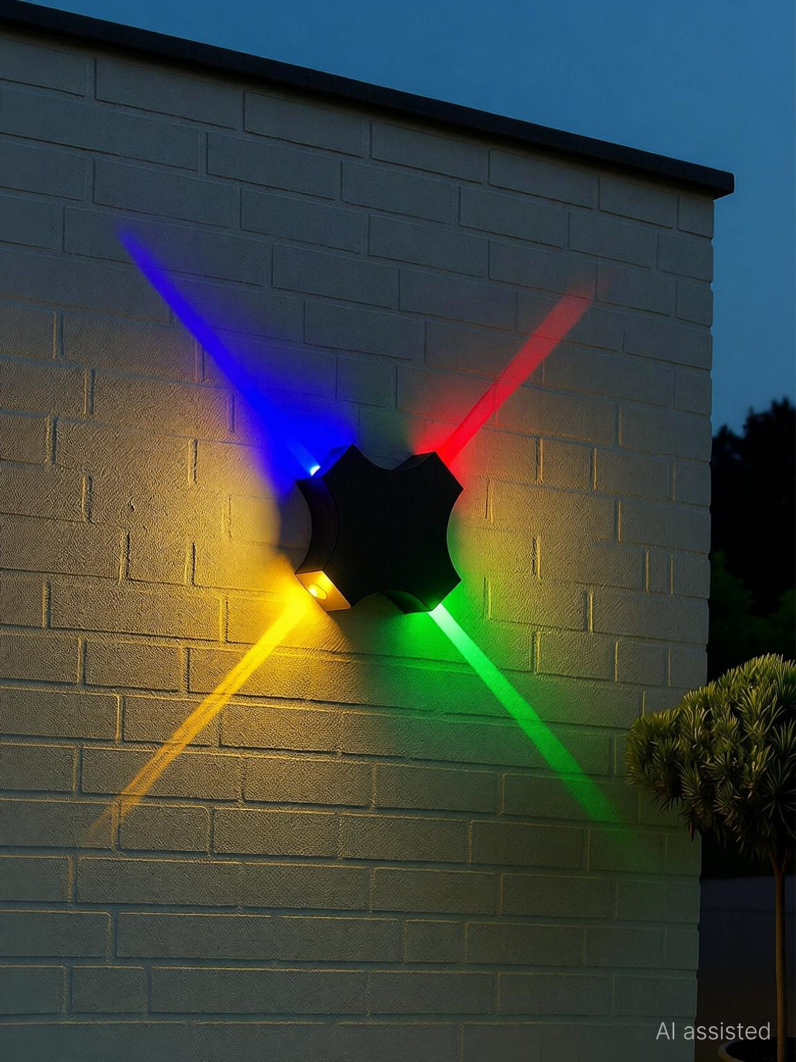 Image of Hybrix LED 4 Way Indoor /Outdoor Wall /Ceiling Laser light (8 Watt) Shockproof Elegant Water Proof Fiber Body, Multicolor Light Color (SINGLE) Post Light Outdoor Lamp