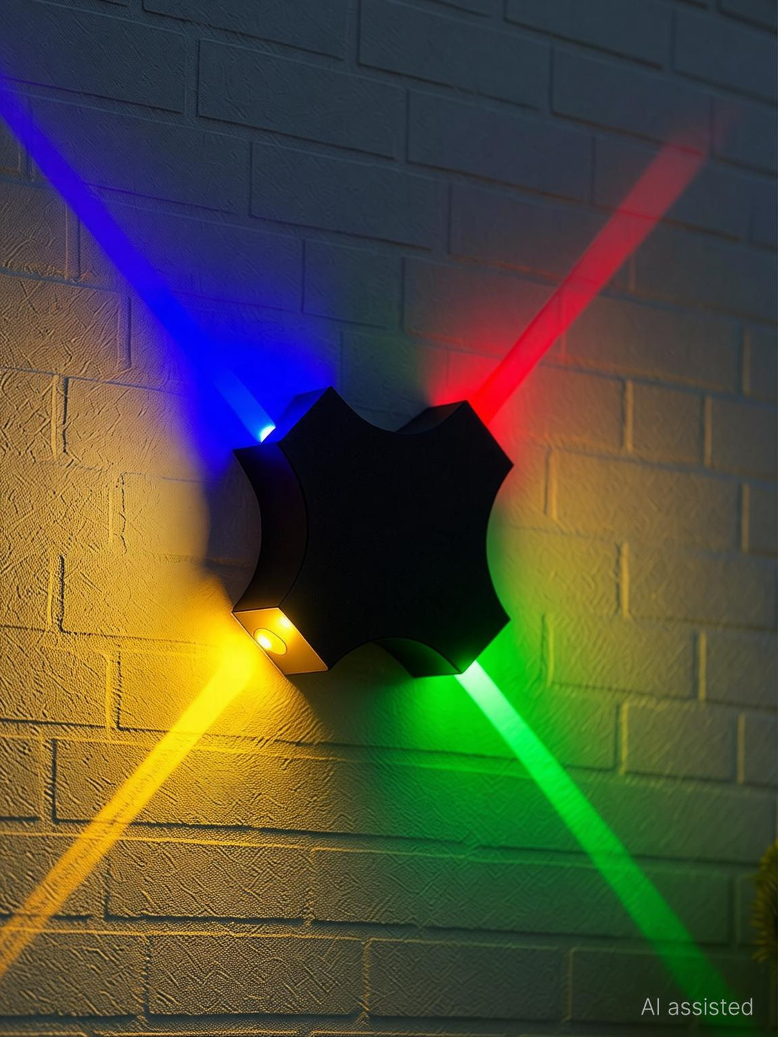 Image of Hybrix LED 4 Way Indoor /Outdoor Wall /Ceiling Laser light (8 Watt) Shockproof Elegant Water Proof Fiber Body, Multicolor Light Color (SINGLE) Post Light Outdoor Lamp
