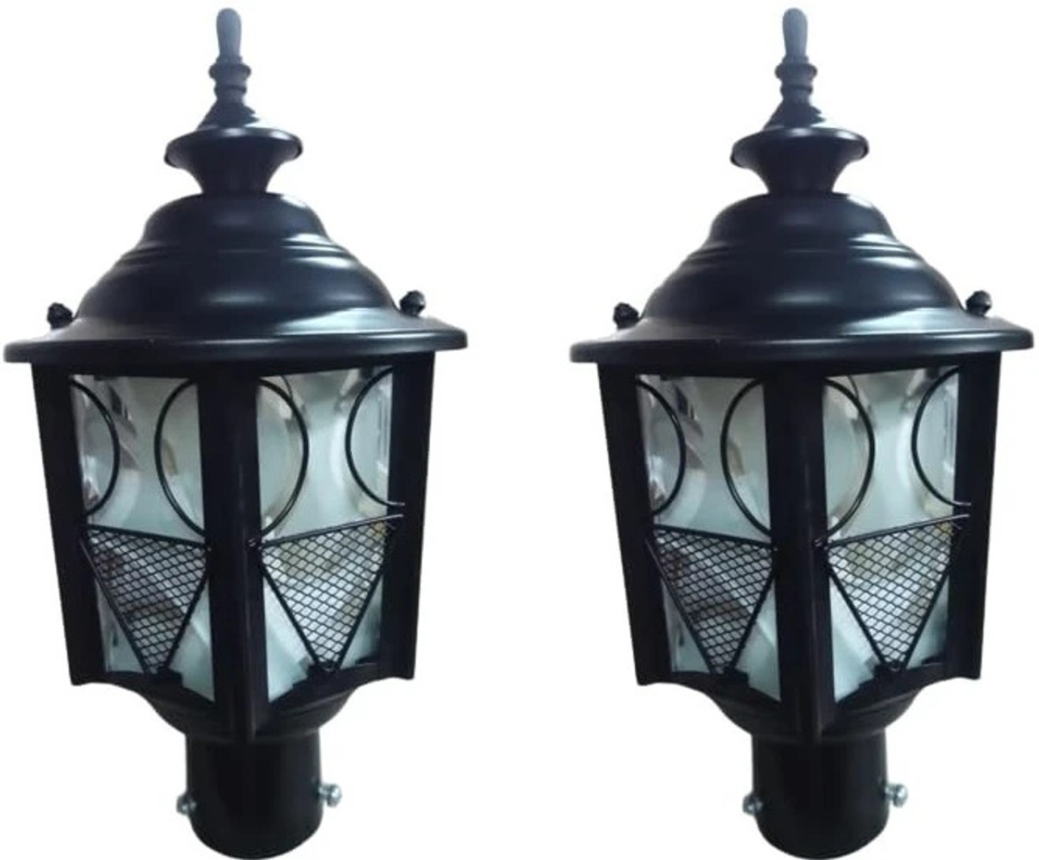 Image of Areezo Black Vintage Outdoor Waterproof Gate Light for Pillar - Classic Design (Set of 4) Gate Light Outdoor Lamp