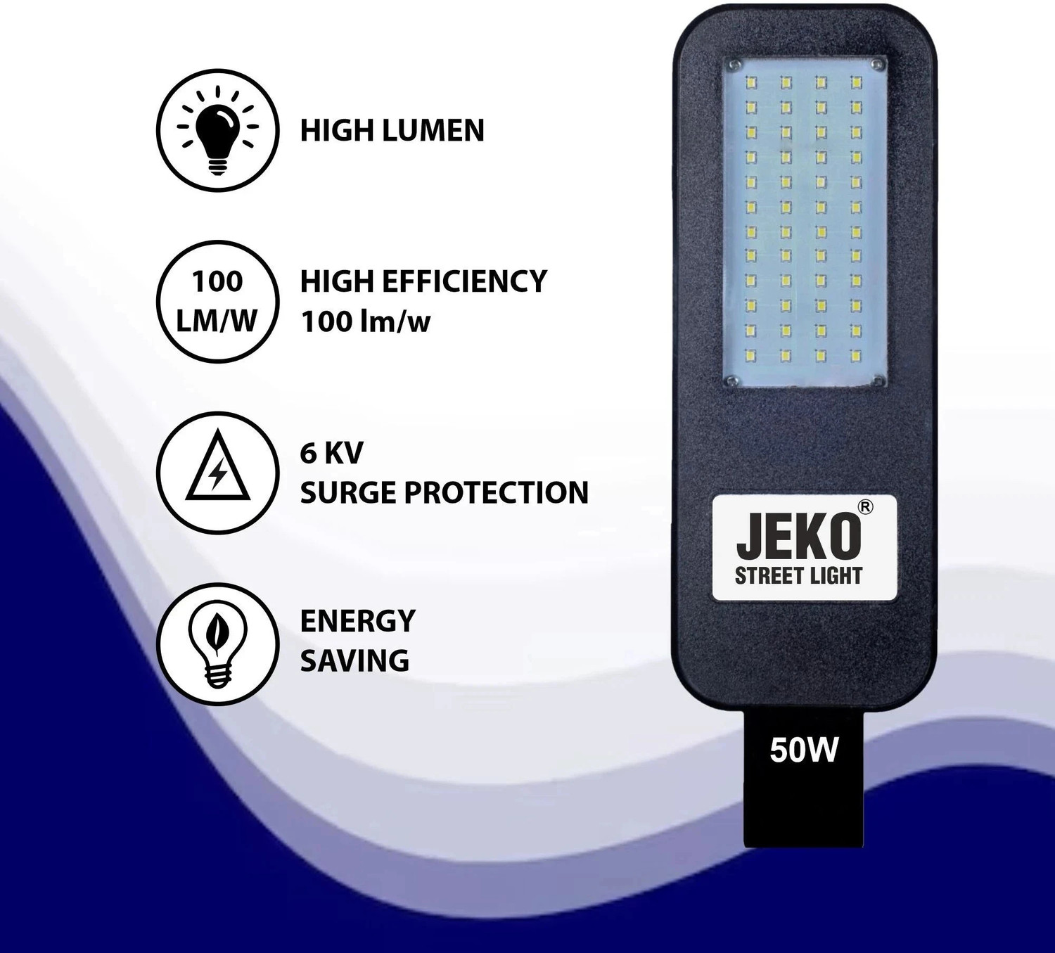 Image of Jeko 50W BIS Approved Corded LED Street Light - Waterproof Outdoor Lamp for Streets & Gardens(Pack of 2) Street Light Outdoor Lamp