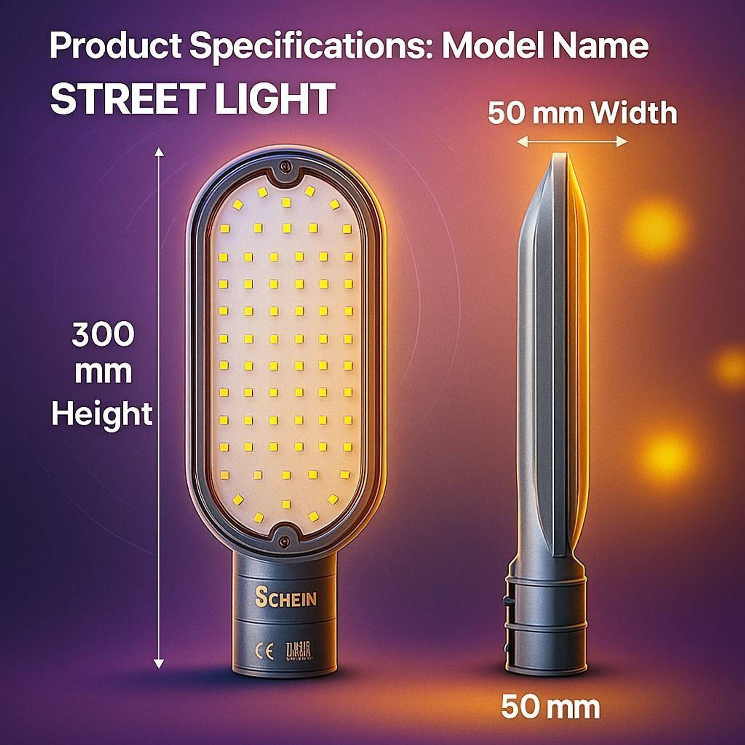 SCHEIN 20W White LED Street Light | Plug and Play | Without Sensor