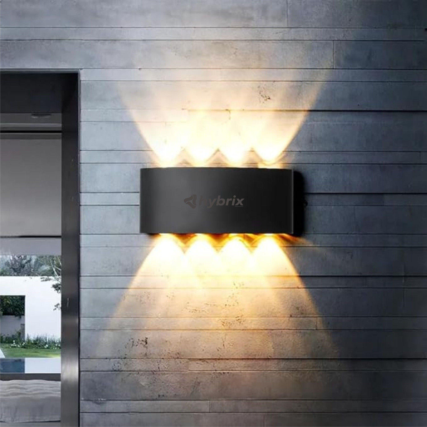 Image of Hybrix LED UP /Down 4+4 Dual Head Wall Light (8 Watt) Optical COB LED, Shock Proof Premium Look, Warm White Lights, IP67 Waterproof for Indoor /Outdoor Use (PACK OF 1) Post Light Outdoor Lamp