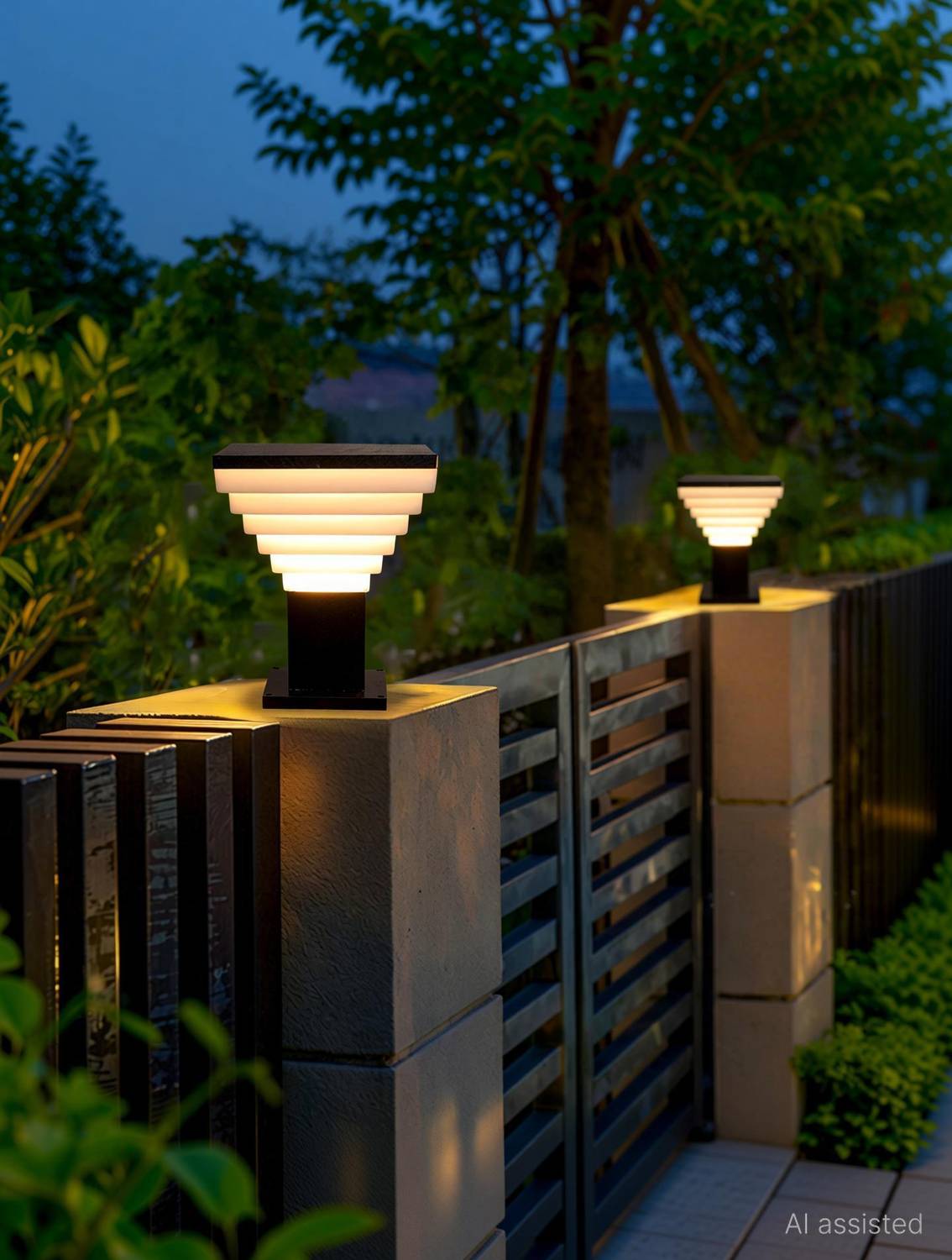 GENREE GEN-BLACK DELUXE GLASS LIGHT PACK OF 2 Gate Light Outdoor