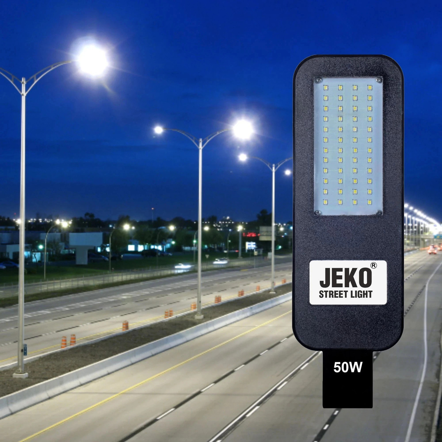 Image of Jeko 50W BIS Approved Corded LED Street Light - Waterproof Outdoor Lamp for Streets & Gardens(Pack of 2) Street Light Outdoor Lamp