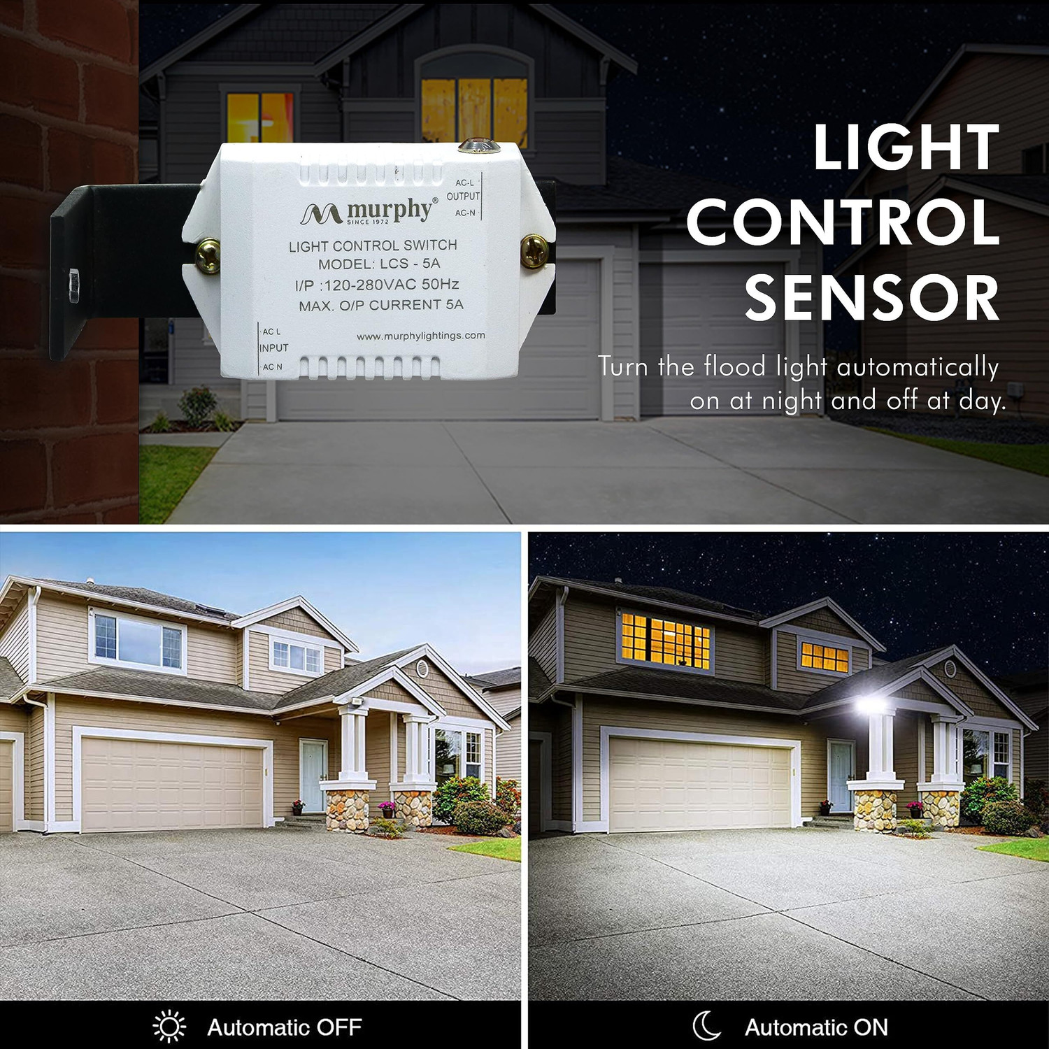 Image of MURPHY Lens Model 200W LED Waterproof with Auto On /Off Day Night Light Sensor Flood Light : Pack of 1 (Cool White BIS Approved) Flood Light Outdoor Lamp