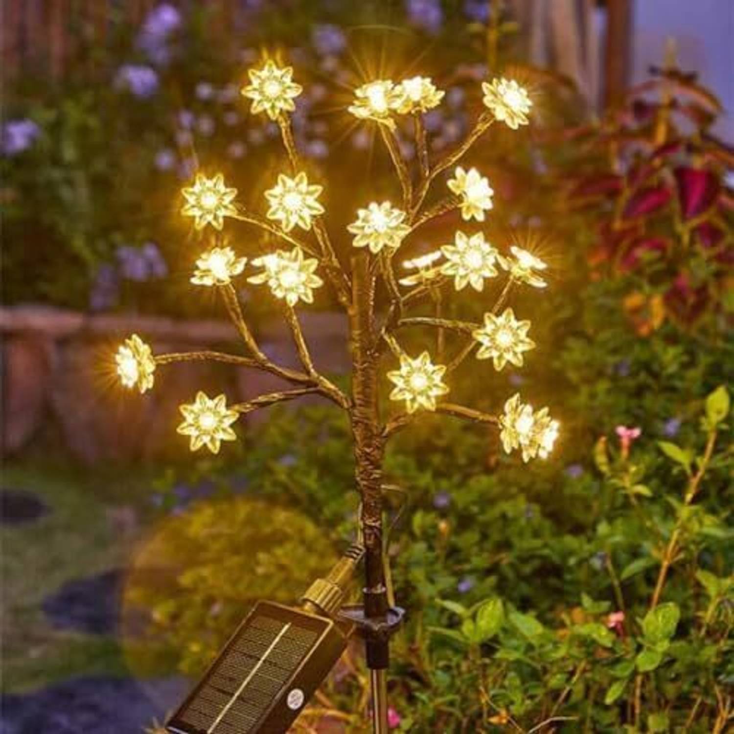 Homehop Garden Solar Flower Lights Waterproof Decorative Lamp wit