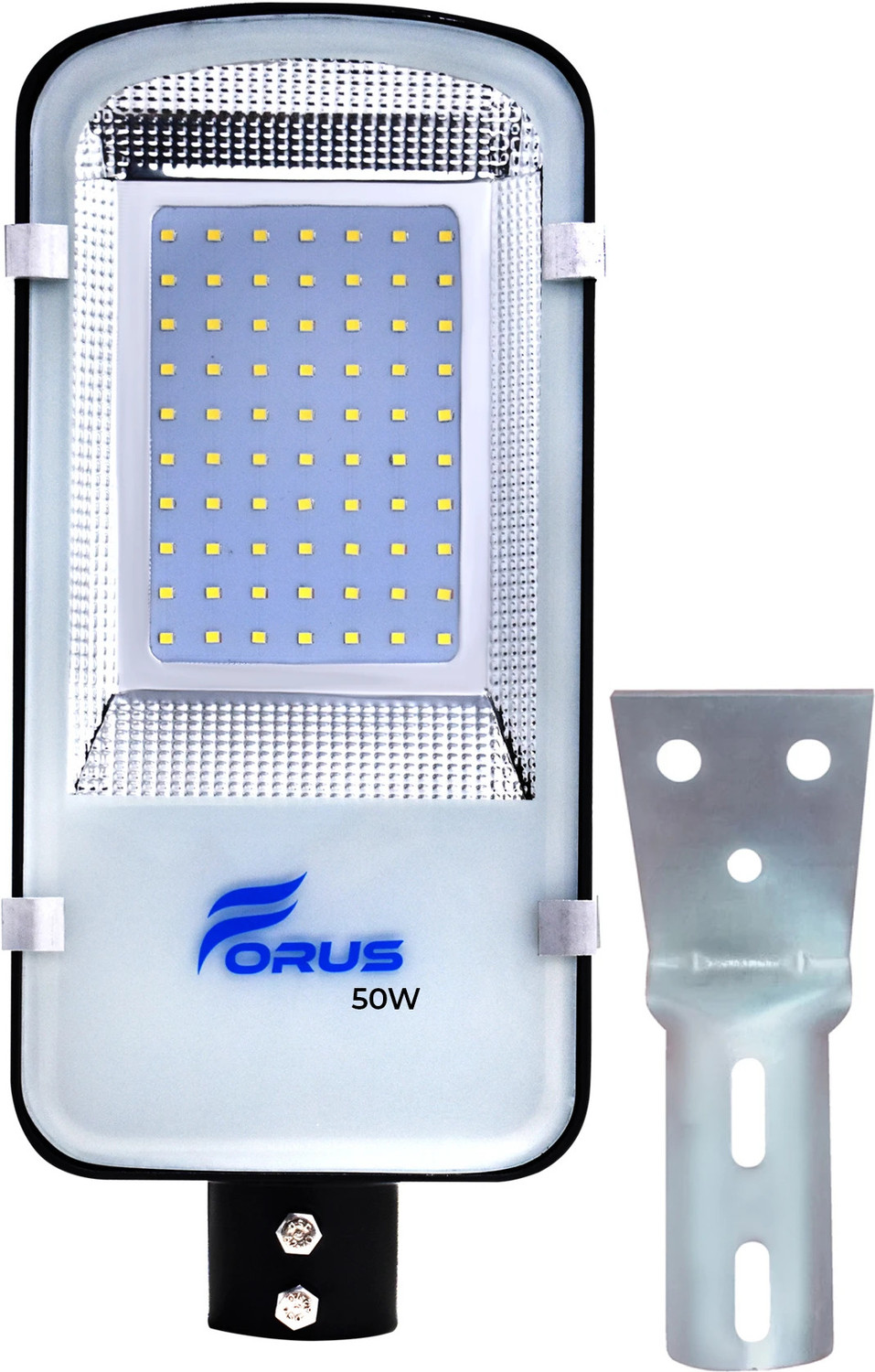 Image of FORUS 50W LED Street Light for Outdoor Road, Parking, and Industrial Lighting - High Lumens 160 lm /W, Waterproof, Energy-Saving Aluminum Lamp, 5-Year Warranty, Cool White, Made in Bharat | 1 PC With Clamp Street Light Outdoor Lamp