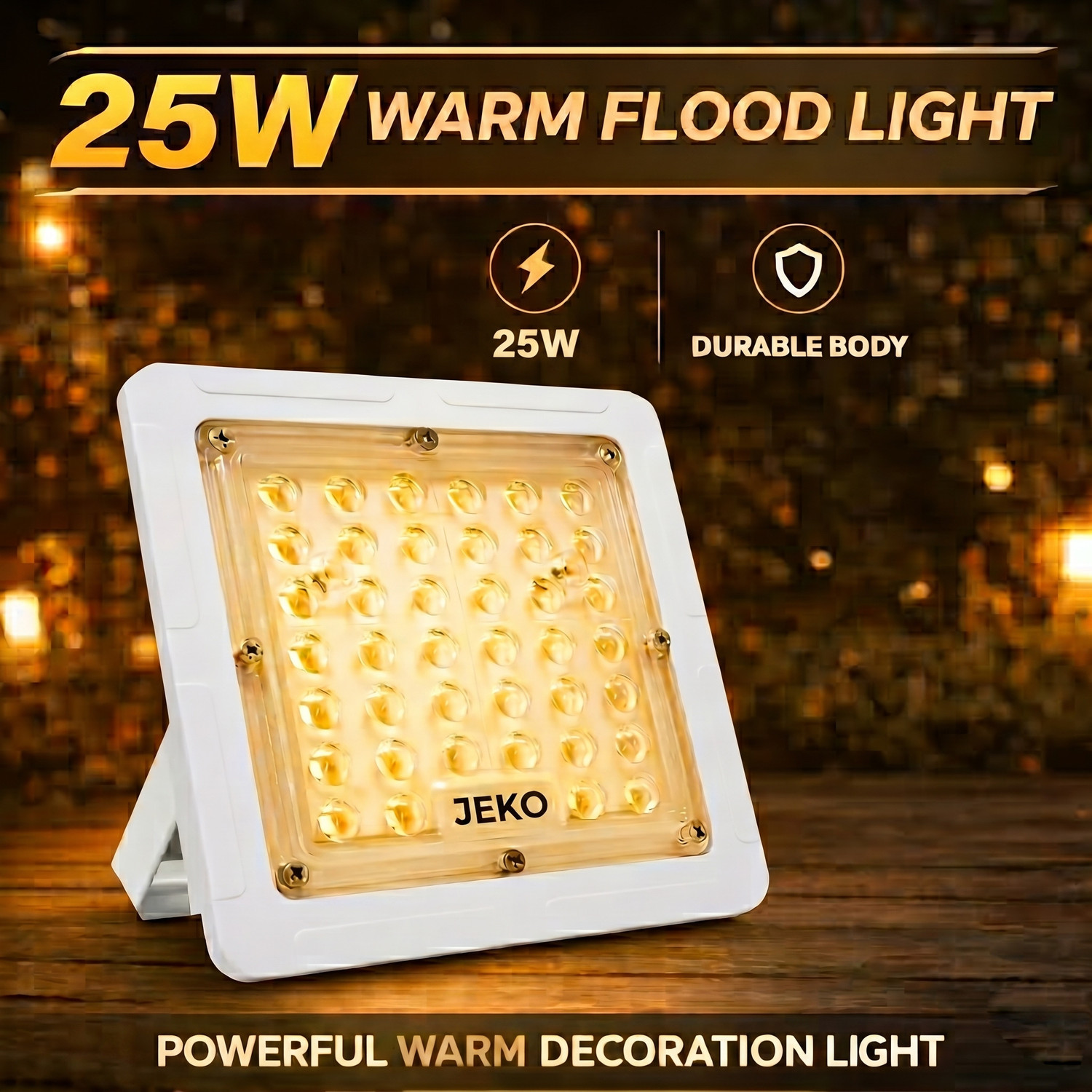 Image of Jeko 25W Warm White LED Flood Light Waterproof Outdoor Security Lamp Flood Light Outdoor Lamp (White)