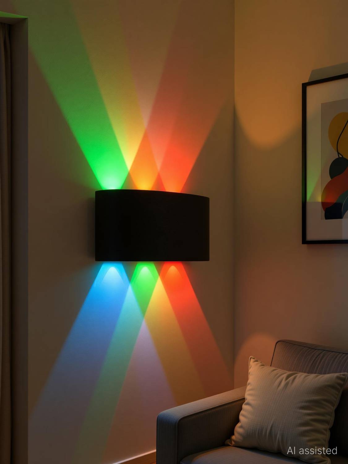 aadi Up Down Wall Lamp With Bulb-3+3 Warm White Post Light Outdoor Lamp (Red-Blue-Green)) Post Light Outdoor Lamp