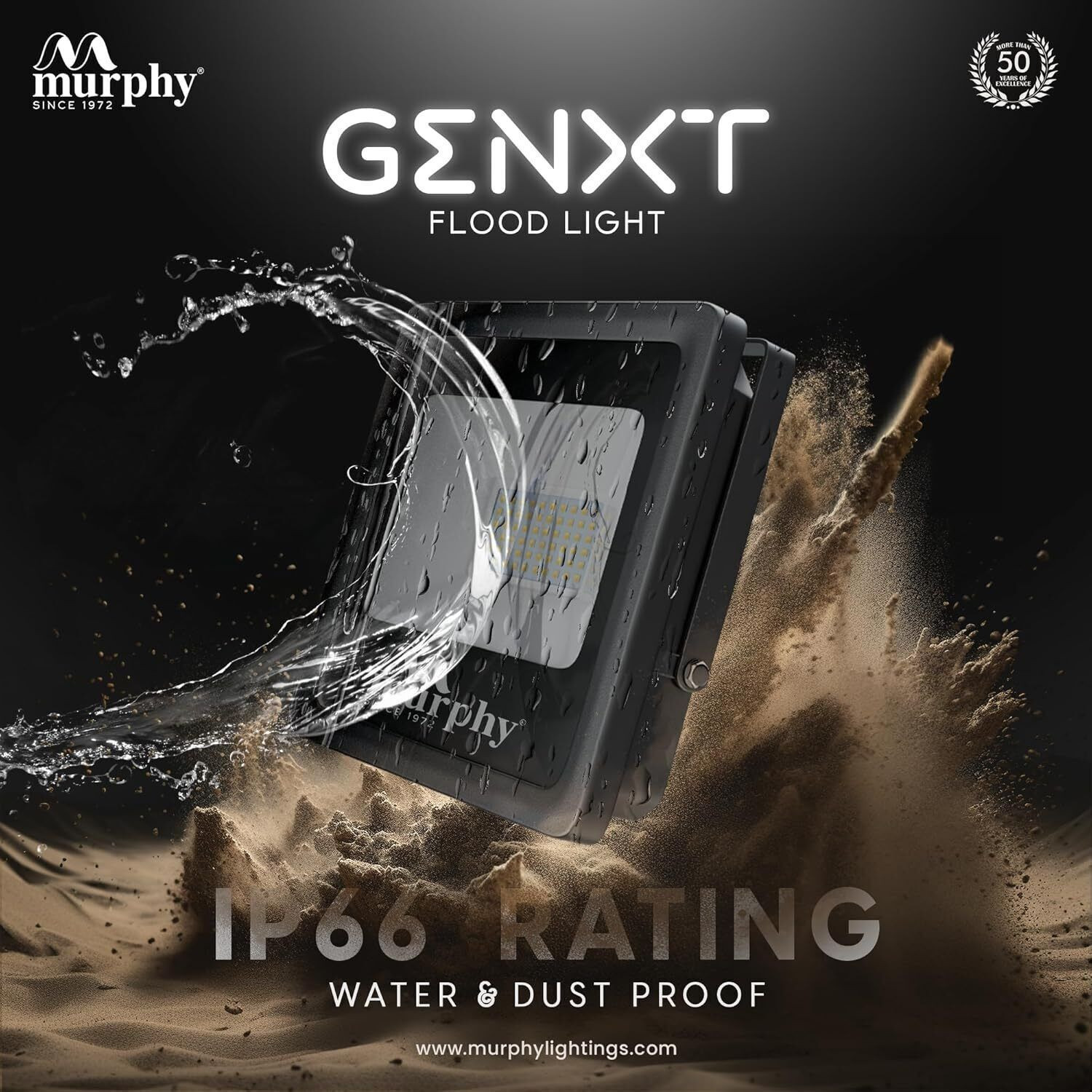 Image of MURPHY Genxt LED 50W LED Flood Light, IP65 Rated Outdoor Light Pack of 4 (Cool White, BIS Approved) Flood Light Outdoor Lamp