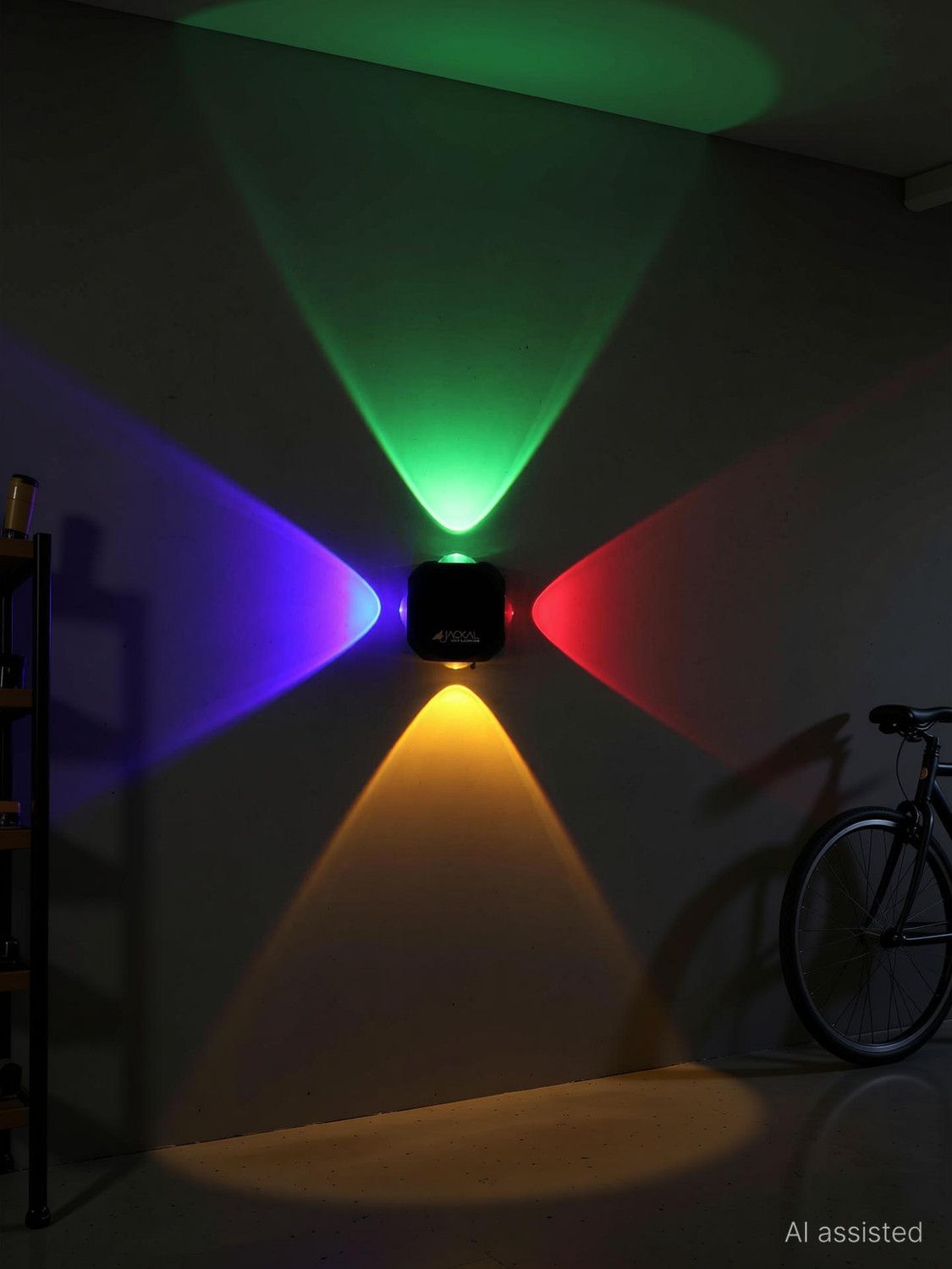 Image of YOGABACA 4 Way LED Indoor & Outdoor Lamp Up /Down Right /Left Elevation Light Rustproof & Waterproof Aluminum Body Black (Multi Color) Post Light Outdoor Lamp (Multicolor) Post Light Outdoor Lamp