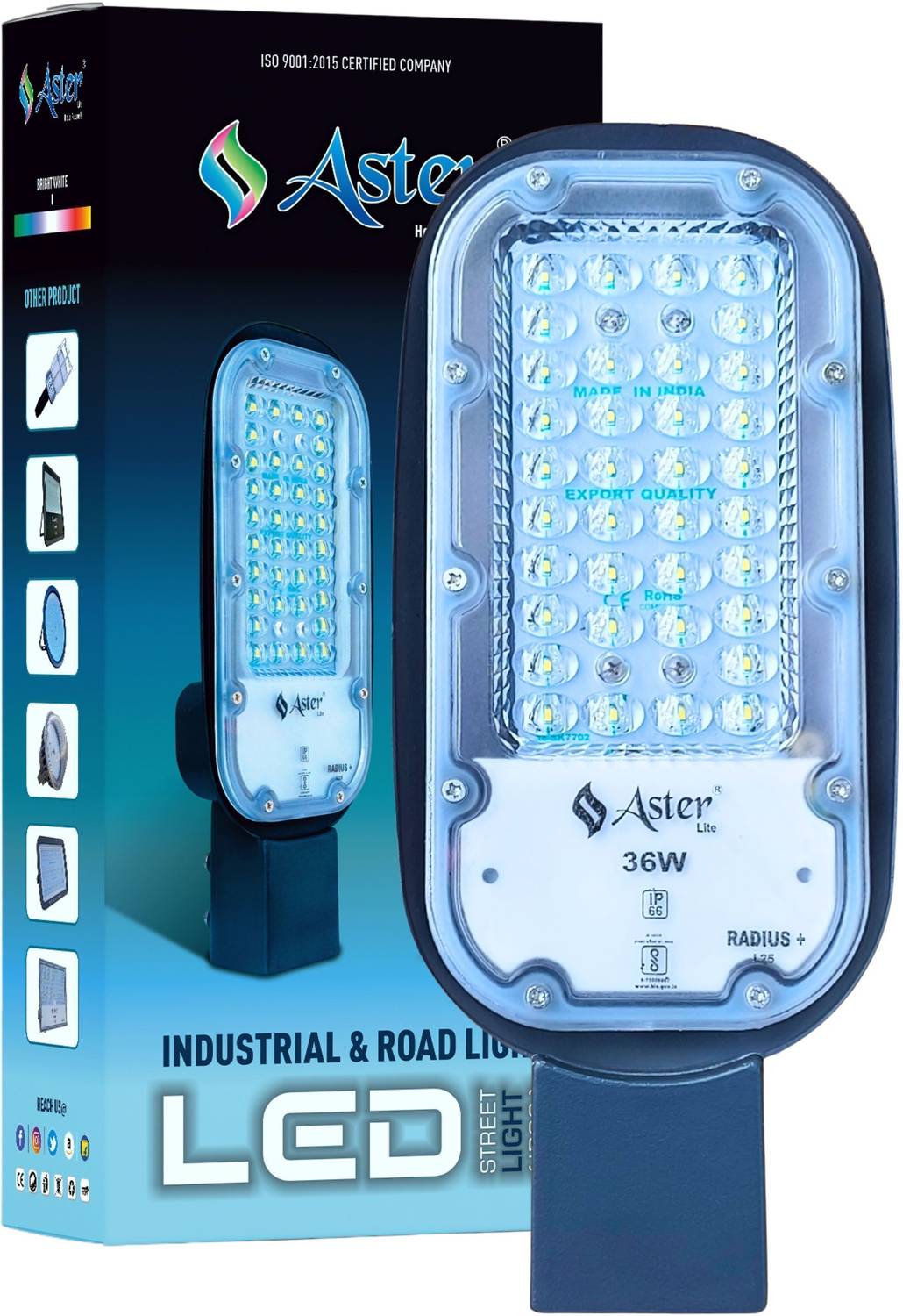 ASTER LITE Radius+ 36W LED Street Light IP66 Waterproof (Pack of 1) Street Light Outdoor Lamp