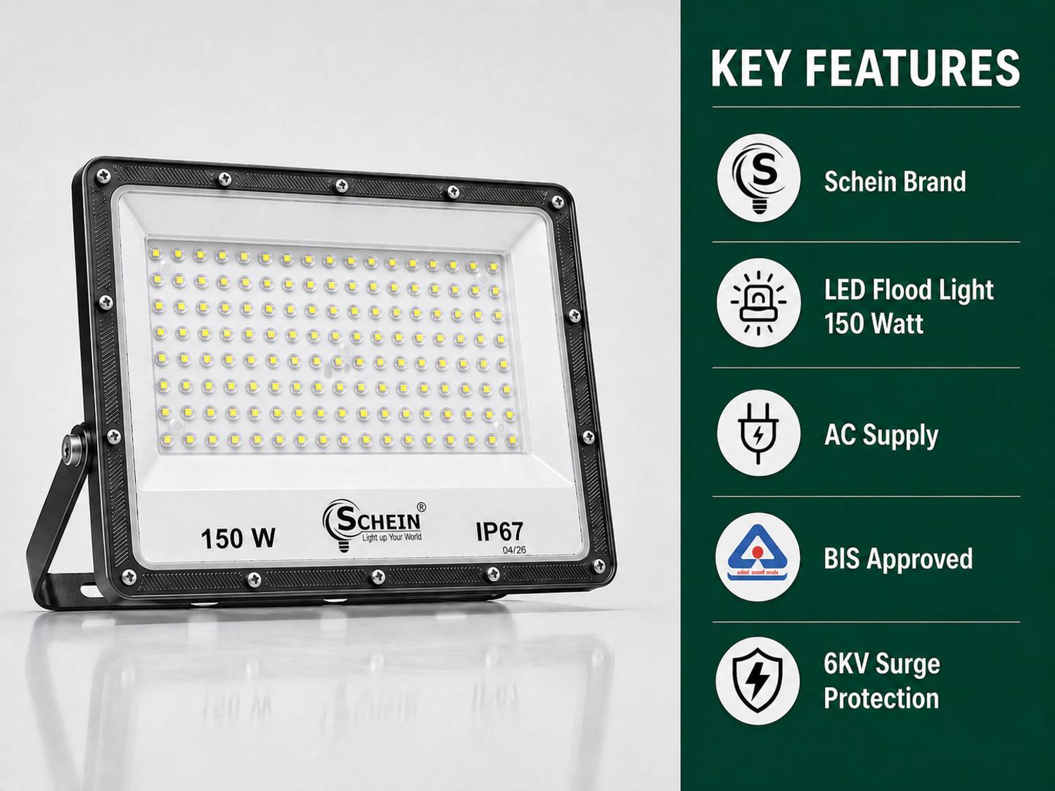 SCHEIN 150W Premium LED Flood Light (CARVV Series) Pack of 1 Lo