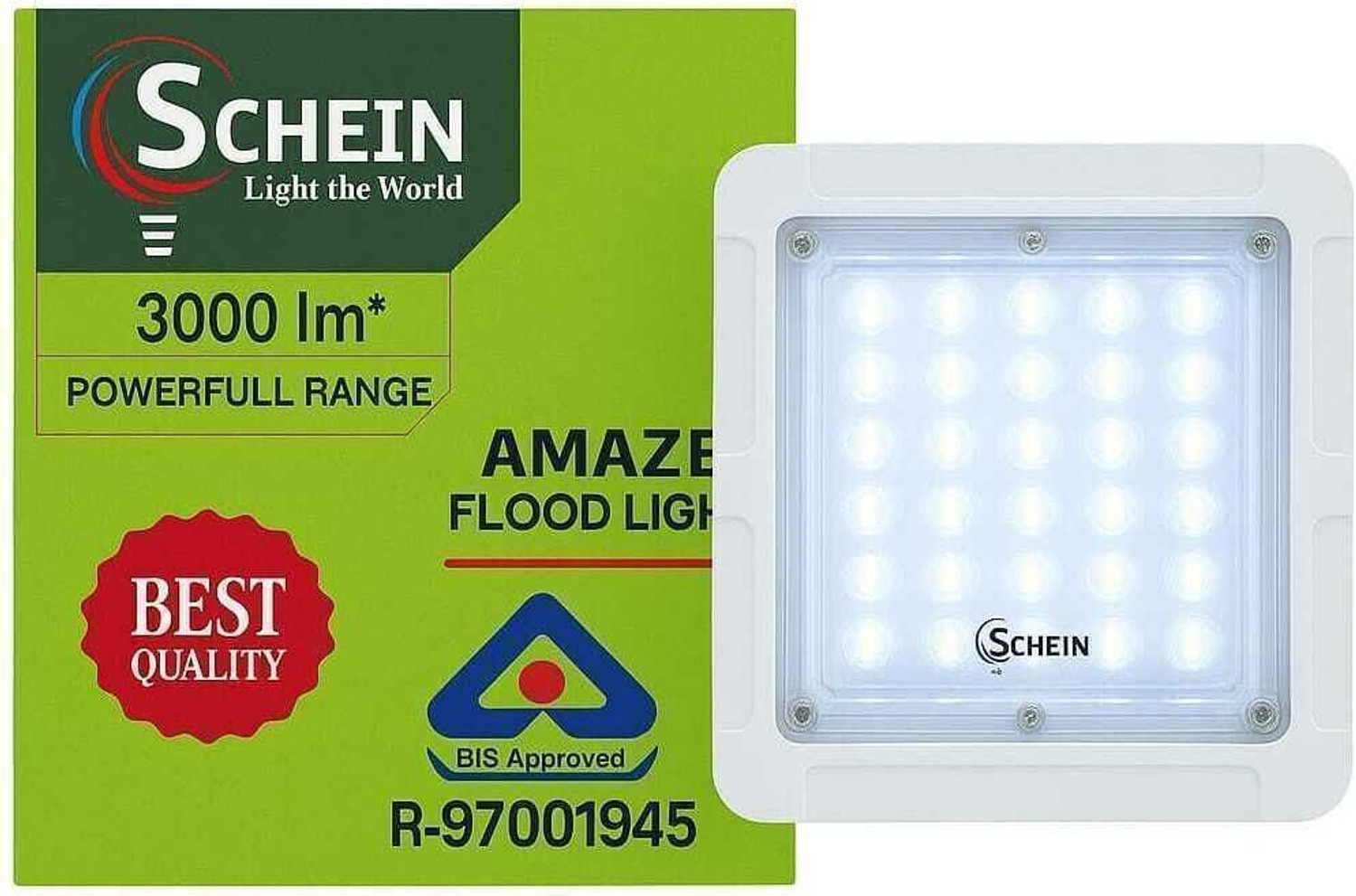 Image of SCHEIN 30W LED Flood Light (Pack of 1) - BIS Approved (R-97001929) & ISO Certified | Plastic Body | Cool White 6500K | Waterproof & Energy Efficient | Outdoor Lighting for Home | Garden | Garage | Security | Warehouse | Commercial Use Flood Light Outdoor Lamp