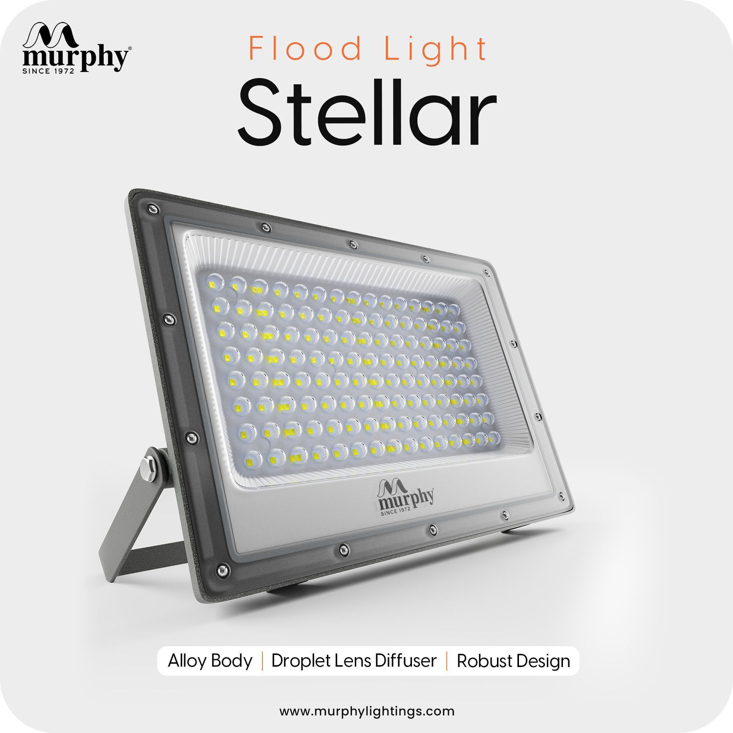 Image of MURPHY Stellar 100W LED Flood Light with 2-Year Warranty | Cool White | High Brightness Outdoor LED for Security, Landscape, Warehouse, Backyard| IP66 Waterproof | BIS Approved - Pack of 2 Flood Light Outdoor Lamp