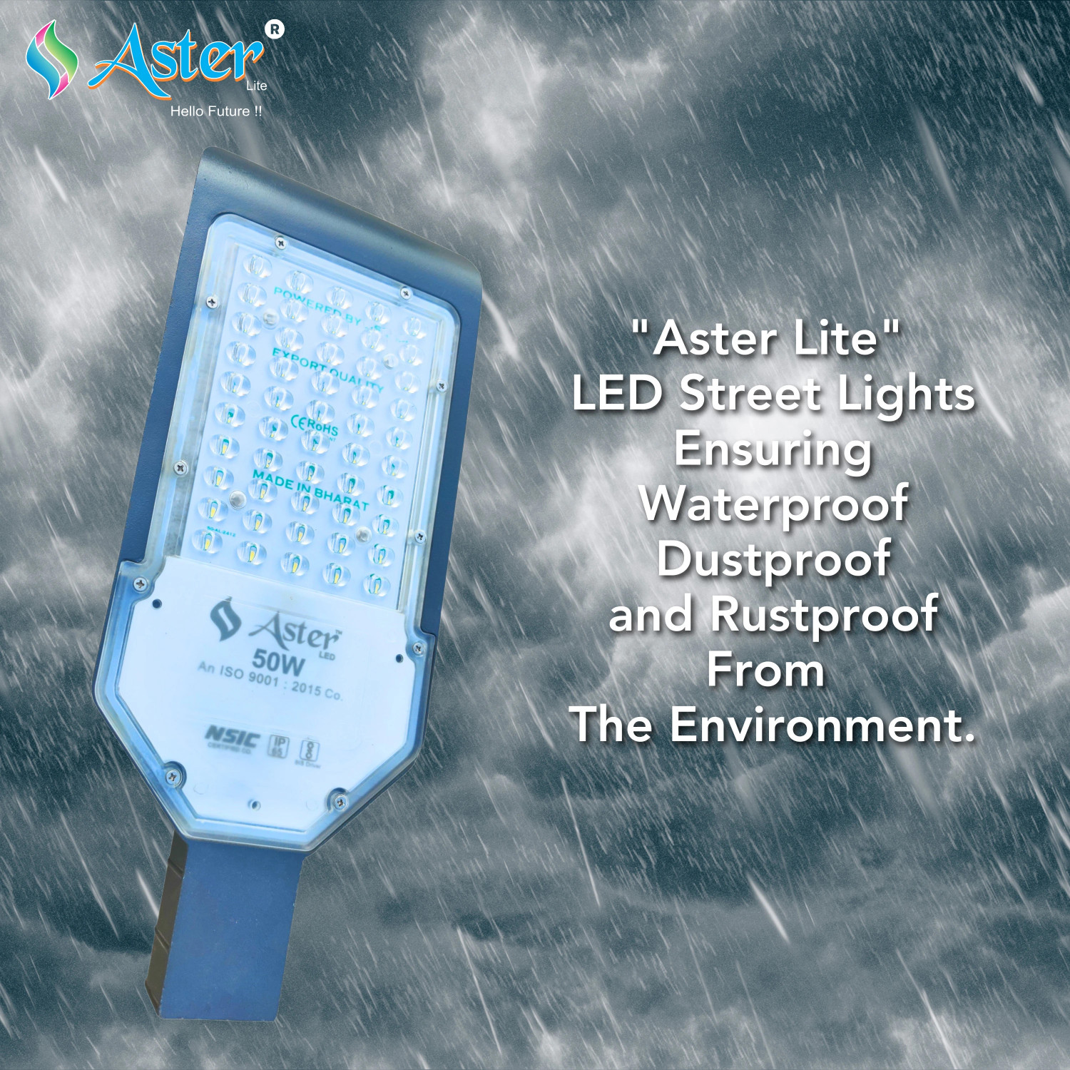 Image of ASTER LITE VIBE 50W LED STREET LIGHT Street Light Outdoor Lamp (White)