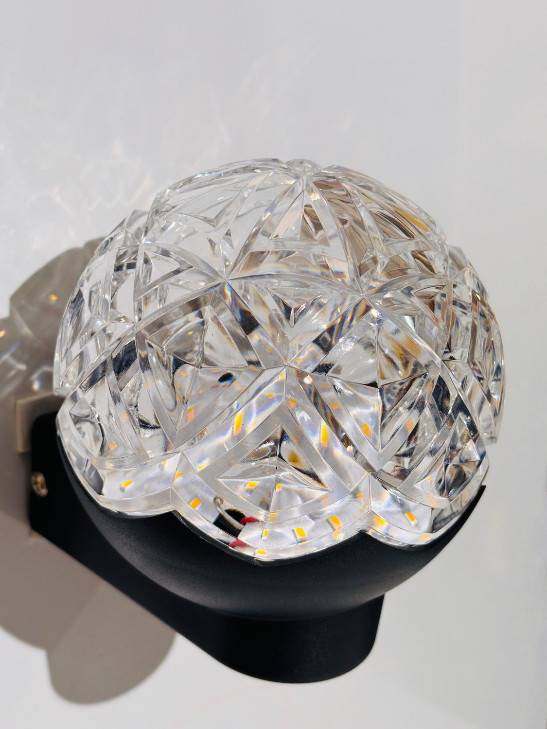 Image of Volt Vision Crystal Ball Led Indoor & Outdoor Lamp Up /Down Elevation Light Rustproof & Waterproof PVC Body Black (Warm White) Post Light Outdoor Lamp