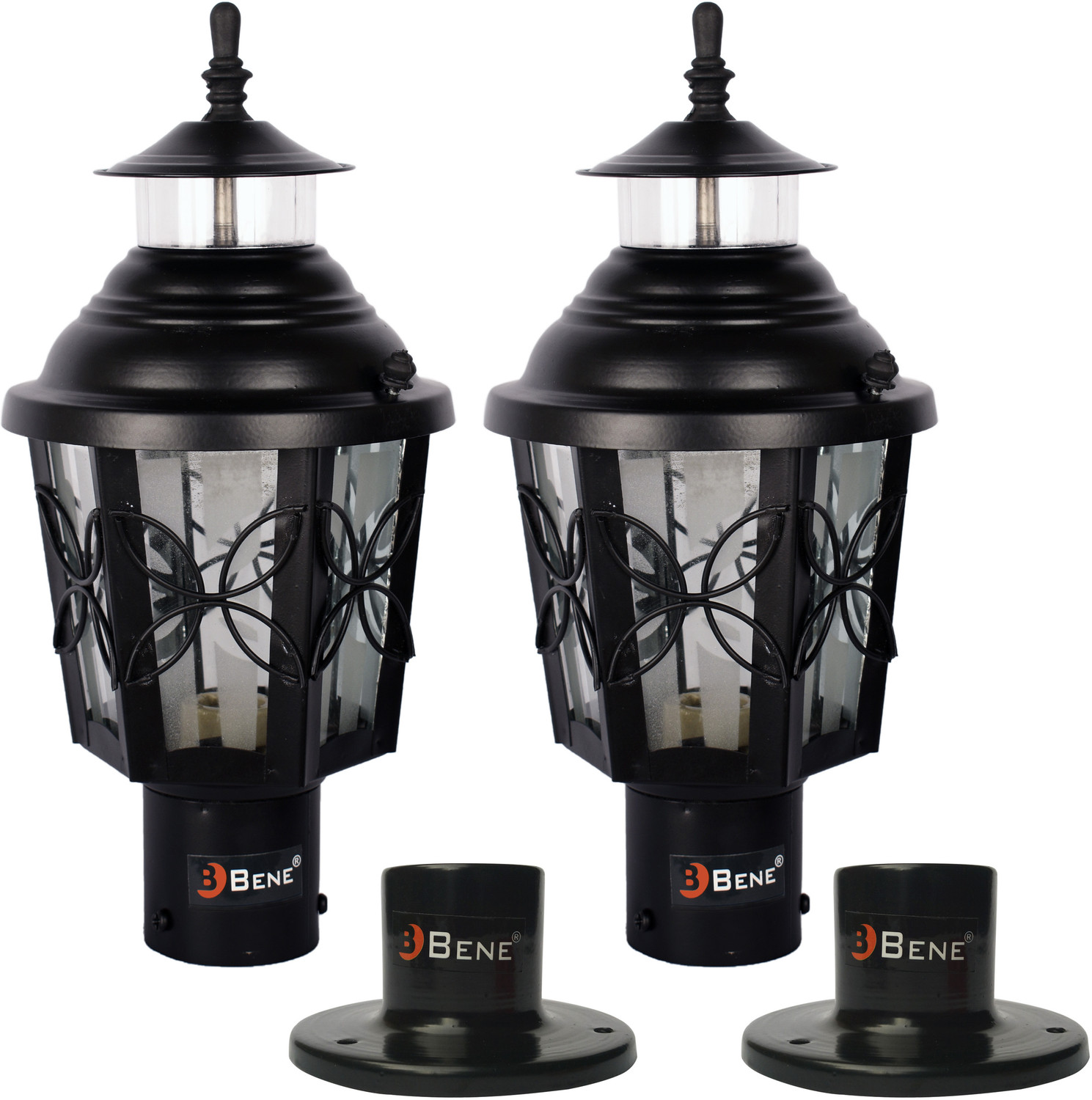Image of BENE Garden Light Lily 15 cm (Black, Pack of 2 Pc) Gate Light Outdoor Lamp
