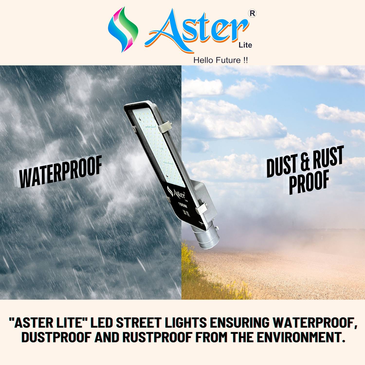 Weatherlight Promotional Poster ウェザーライト ASTER LITE Fusion+ 100W LED Street Light IP66 Waterproof (Pack of