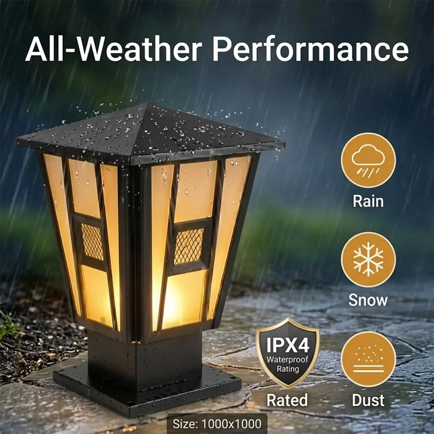 Image of VEX POWER SAVE ENERGY Outdoor Pillar Wall Lamp LED - Black Waterproof Gate Light for Garden Decor Gate Light Outdoor Lamp