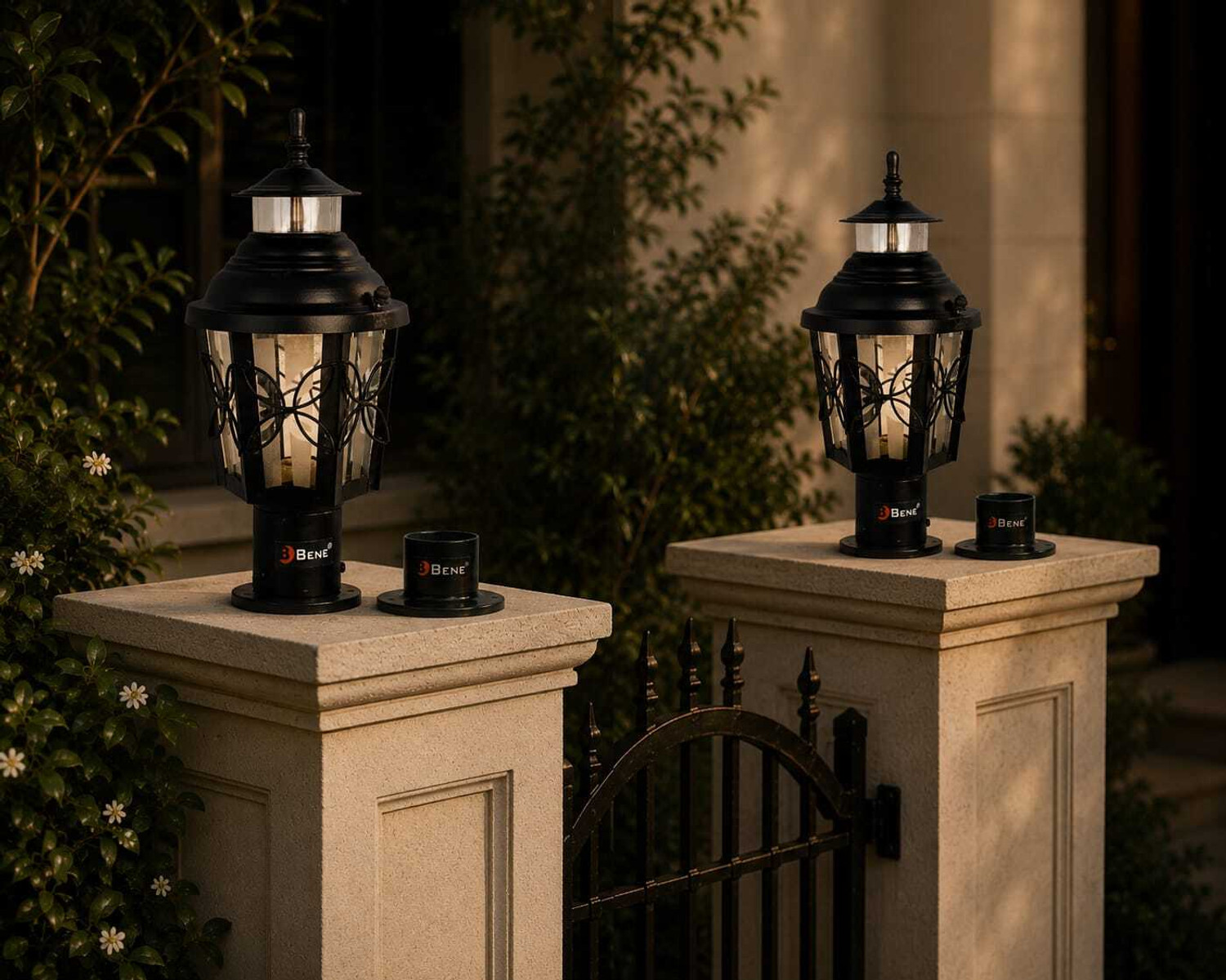 Image of BENE Garden Light Lily 15 cm (Black, Pack of 2 Pc) Gate Light Outdoor Lamp