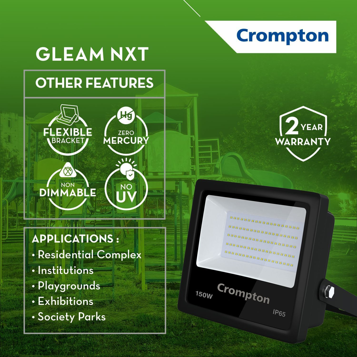 Image of Crompton GLEAM NXT Flood Light Flood Light Outdoor Lamp