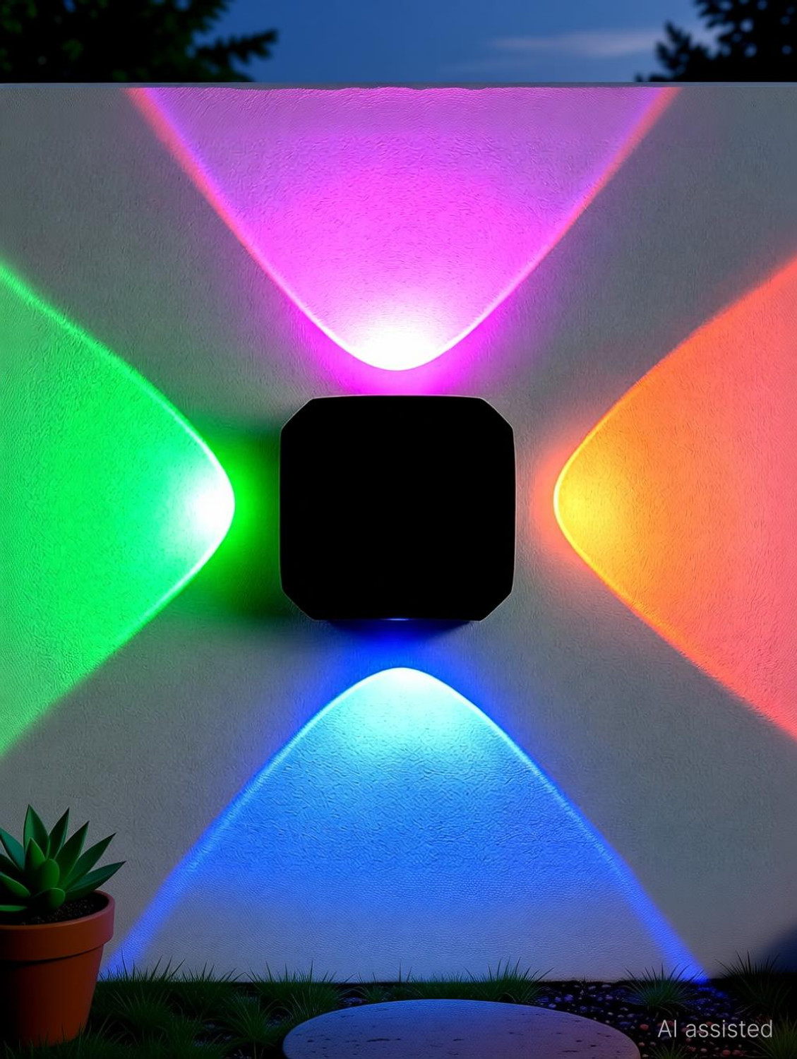 Image of Hybrix LED 4 Way Outdoor Wall /Step Light, IP65 Waterproof, 4 Watt Optical Power Saving COB LED, Multicolor Light Color (SINGLE) Post Light Outdoor Lamp