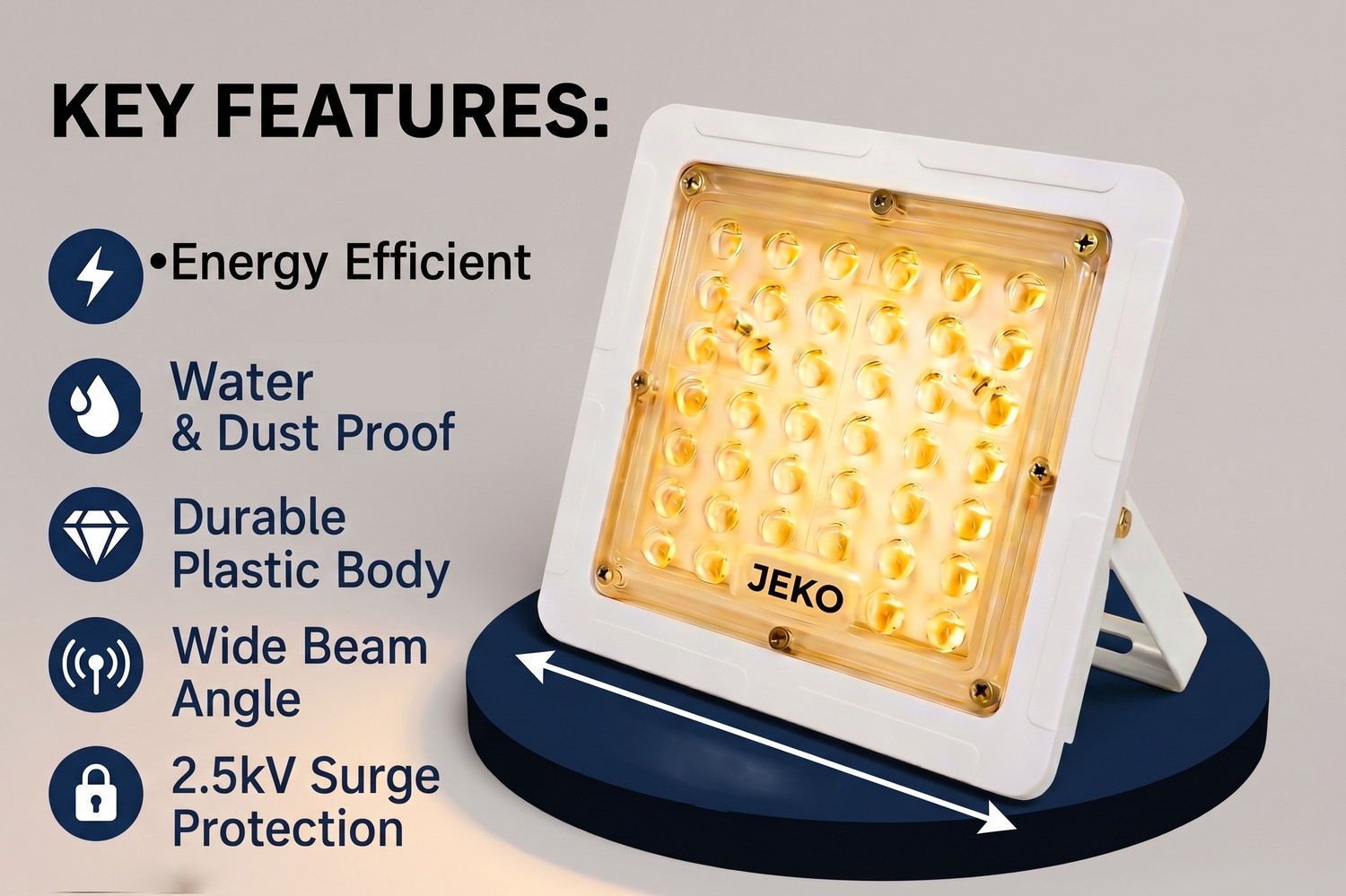 Image of Jeko 25W Warm White LED Flood Light Waterproof Outdoor Security Lamp Flood Light Outdoor Lamp (White)
