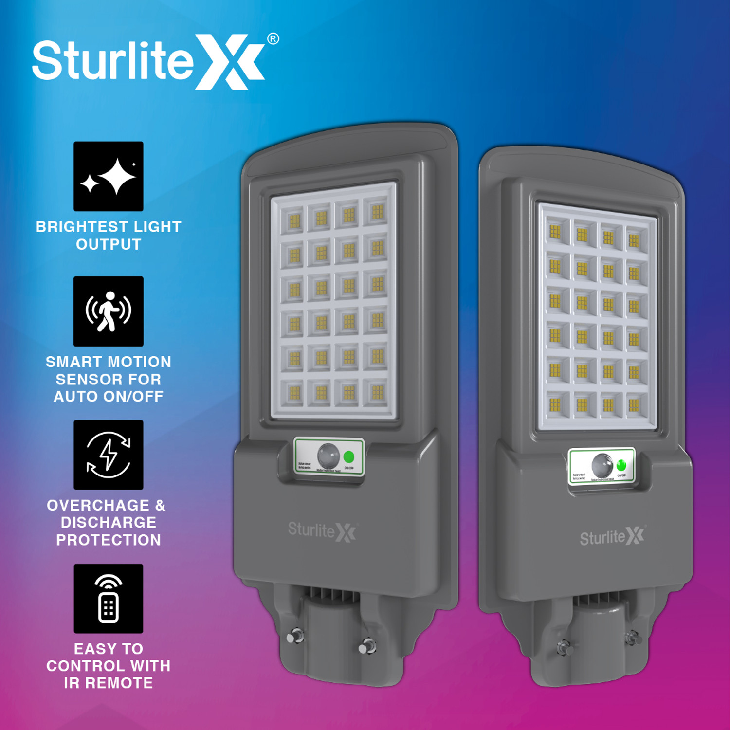 Image of Sturlite Tronix 300W LED Solar Street Light - (Pack of 1) (L-G-0219-18W) Flood Light Outdoor Lamp