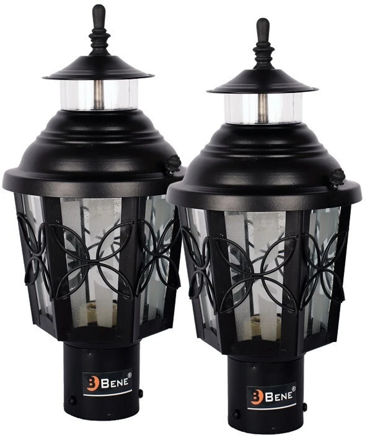Image of BENE Garden Light Lily 15 cm (Black, Pack of 2 Pc) Gate Light Outdoor Lamp