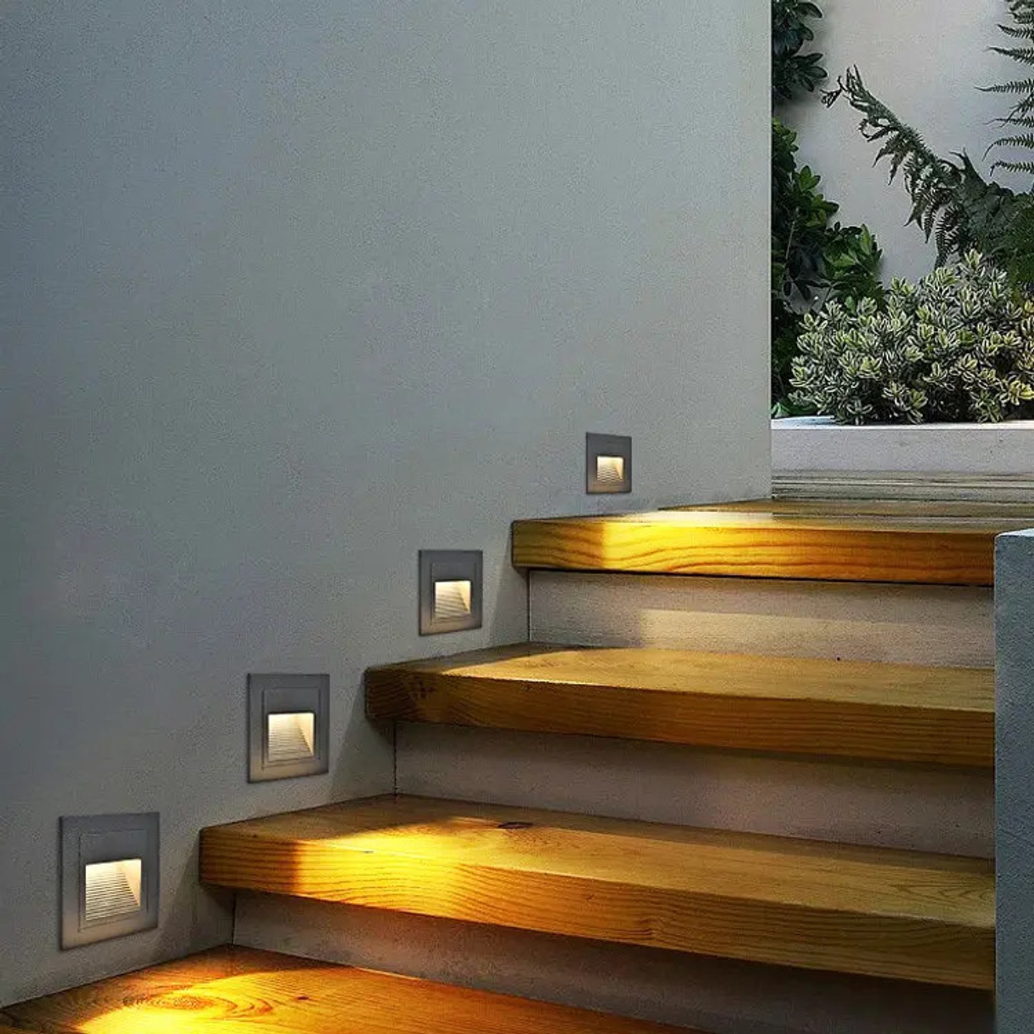 Image of Hybrix LED (3 Watt) Indoor /Outdoor Step Light, Foot light, Staircase Light, IP65 Waterproof Recessed Type Wall Stair Light, Garden Light, White Body, Warm White Light Color (Pack Of 1) Post Light Outdoor Lamp
