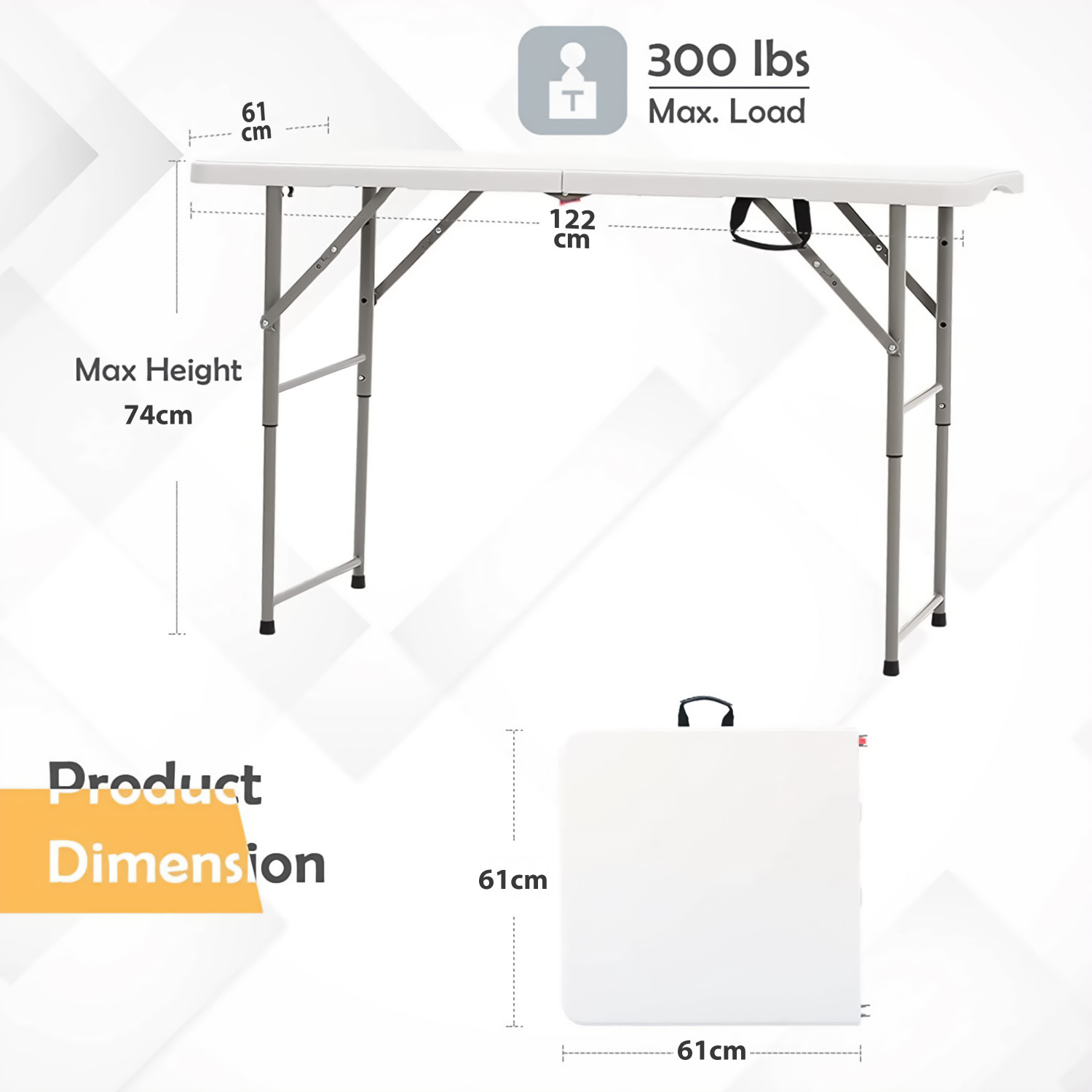Image of Livzing Height Adjustable Plastic Folding Picnic Table with Metal Frame Plastic Outdoor Table