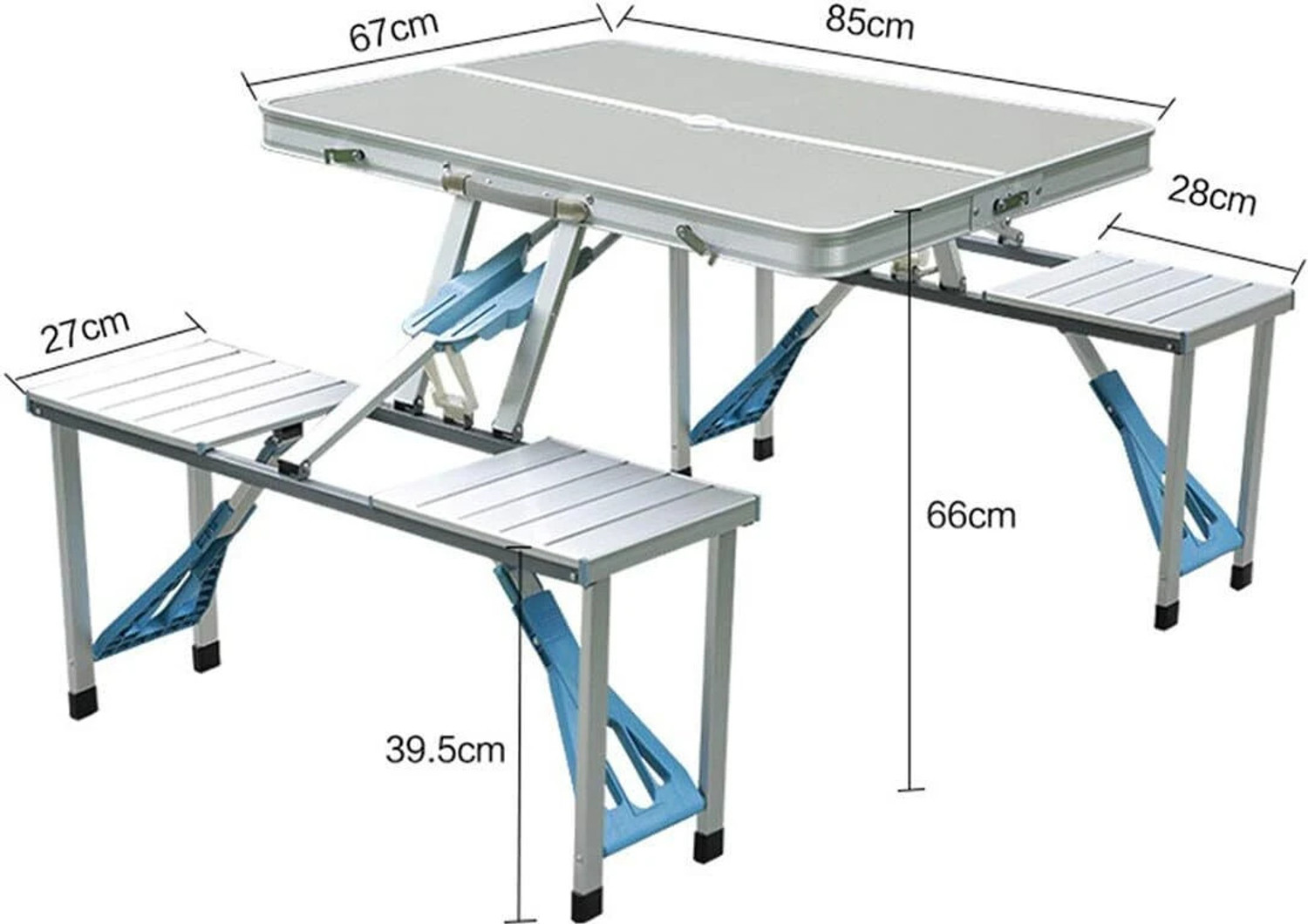 Image of UTKRSTASTORE Folding Picnic Camping Table Set,Portable Desk with 4 Seats for Indoor Outdoor Solid Wood Outdoor Table