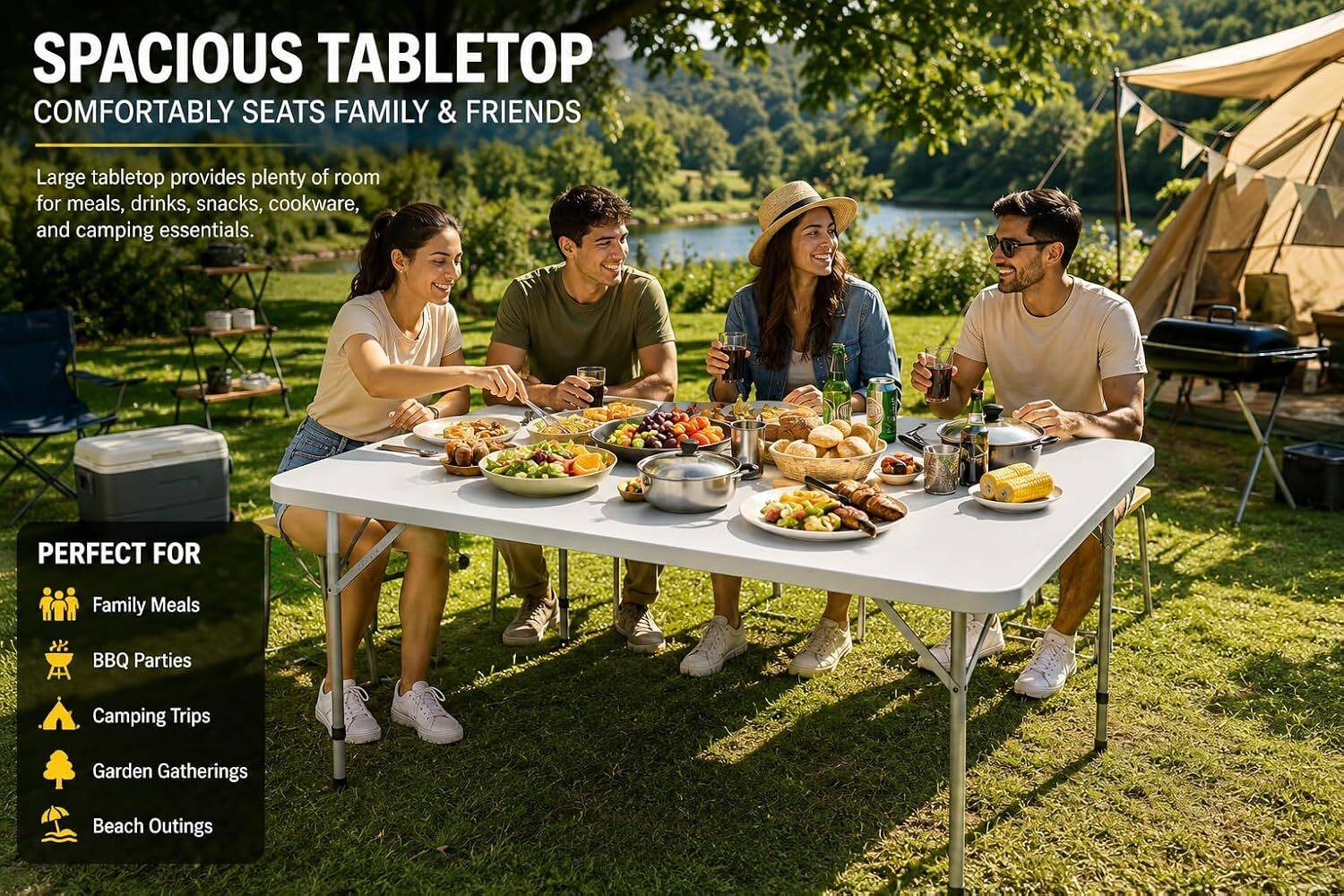 AASTIK Heavy-Duty Portable Plastic Picnic Table - Image 2